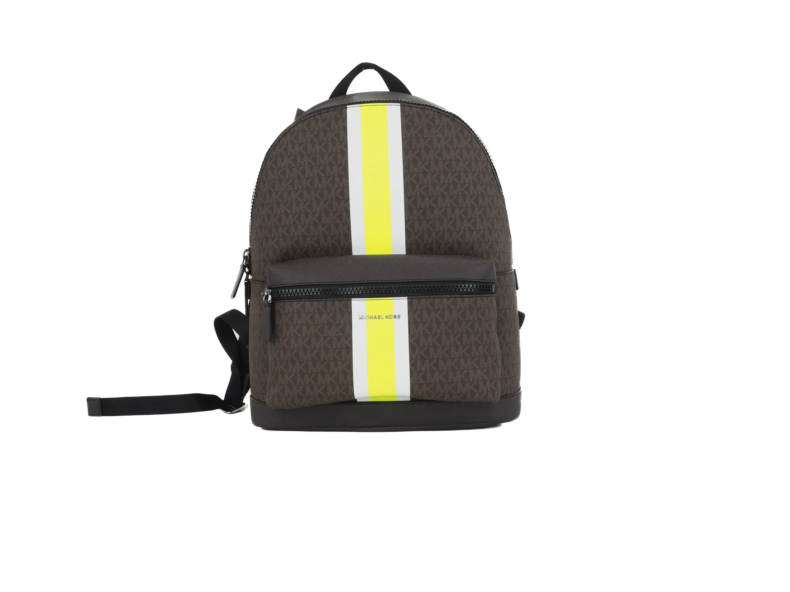 Michael Kors Women's Cooper Large Brown Signature Neon Varsity Stripe Backpack Bookbag