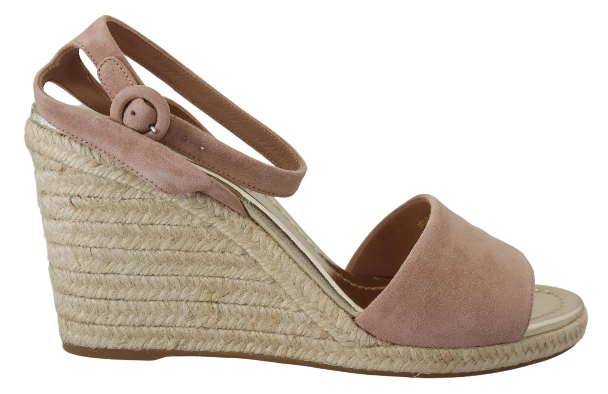 Prada Women's Elegant Suede Ankle Strap Wedge Sandals