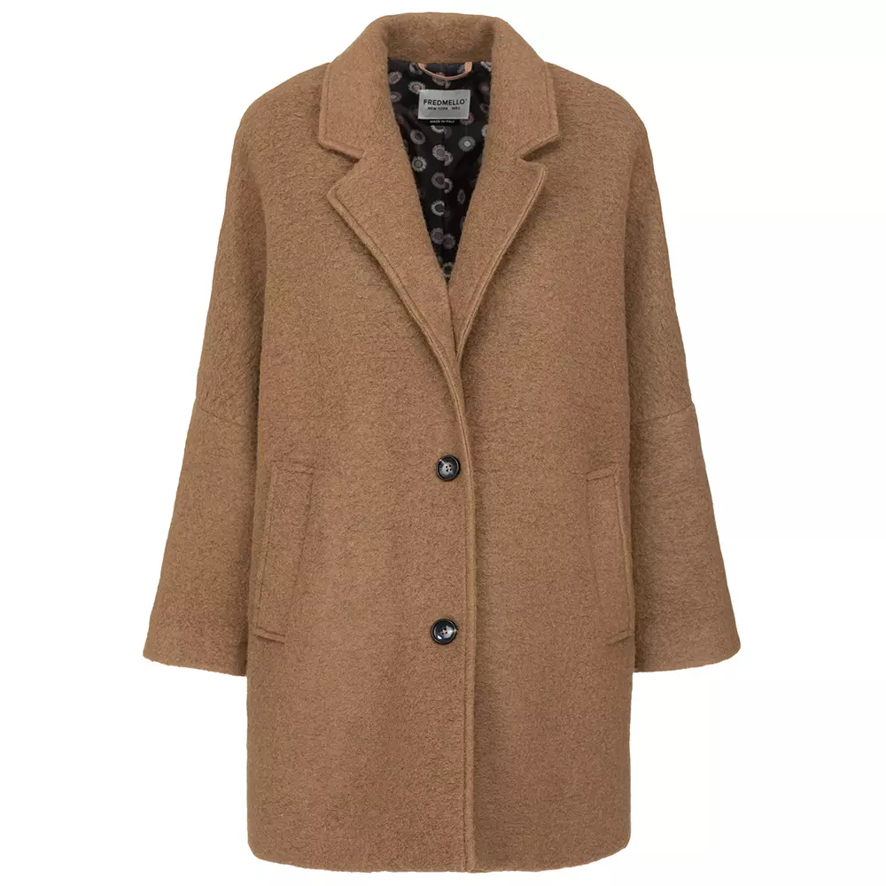 Fred Mello Women's Elegant Wool Blend Coat with Side Pockets