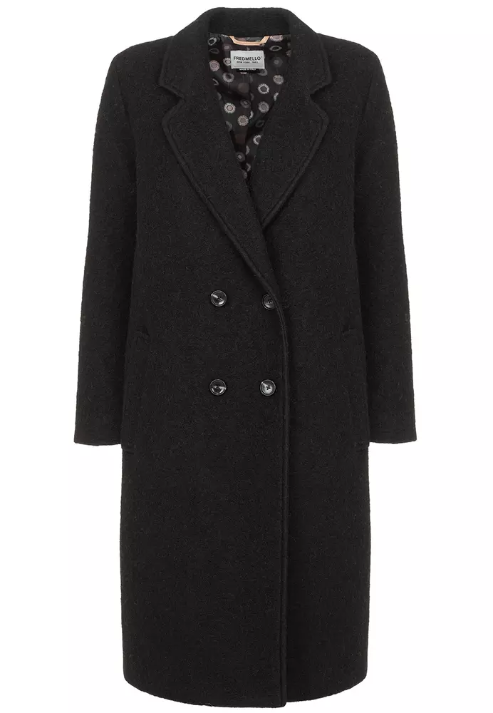 Fred Mello Women's Elegant Black Wool Blend Coat