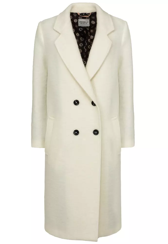 Fred Mello Women's Elegant Wool Blend White Coat