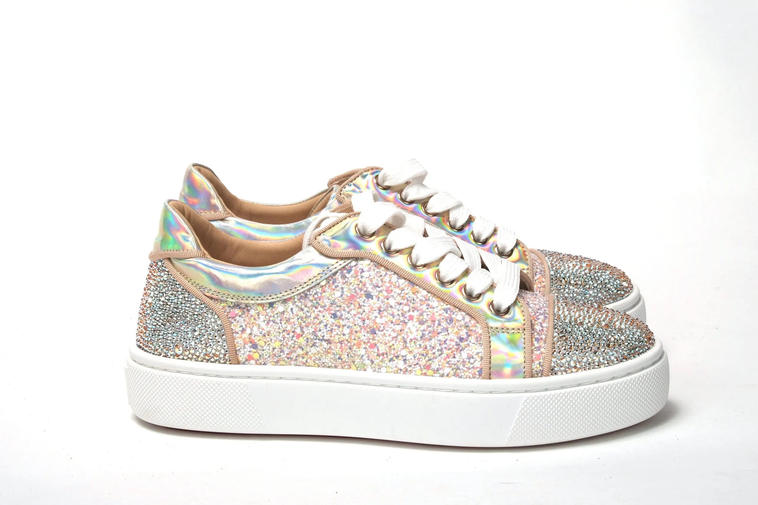 Christian Louboutin Women's Rose Gold Verissma 2 Strauss Flat Sneaker