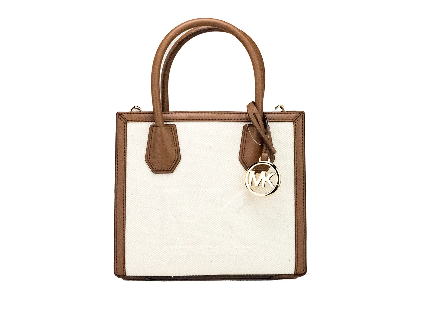Michael Kors Women's Mercer Medium Luggage Embossed Cotton Canvas Messenger Handbag
