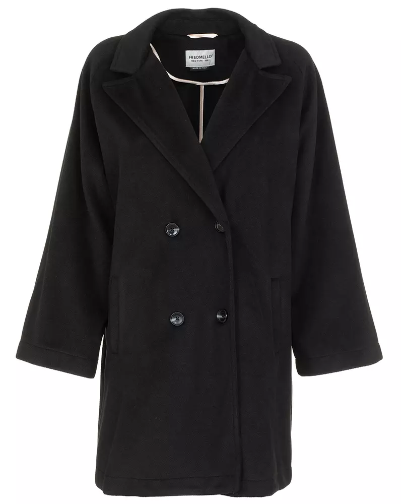 Fred Mello Women's Elegant Double-Breasted Coat with Side Pockets