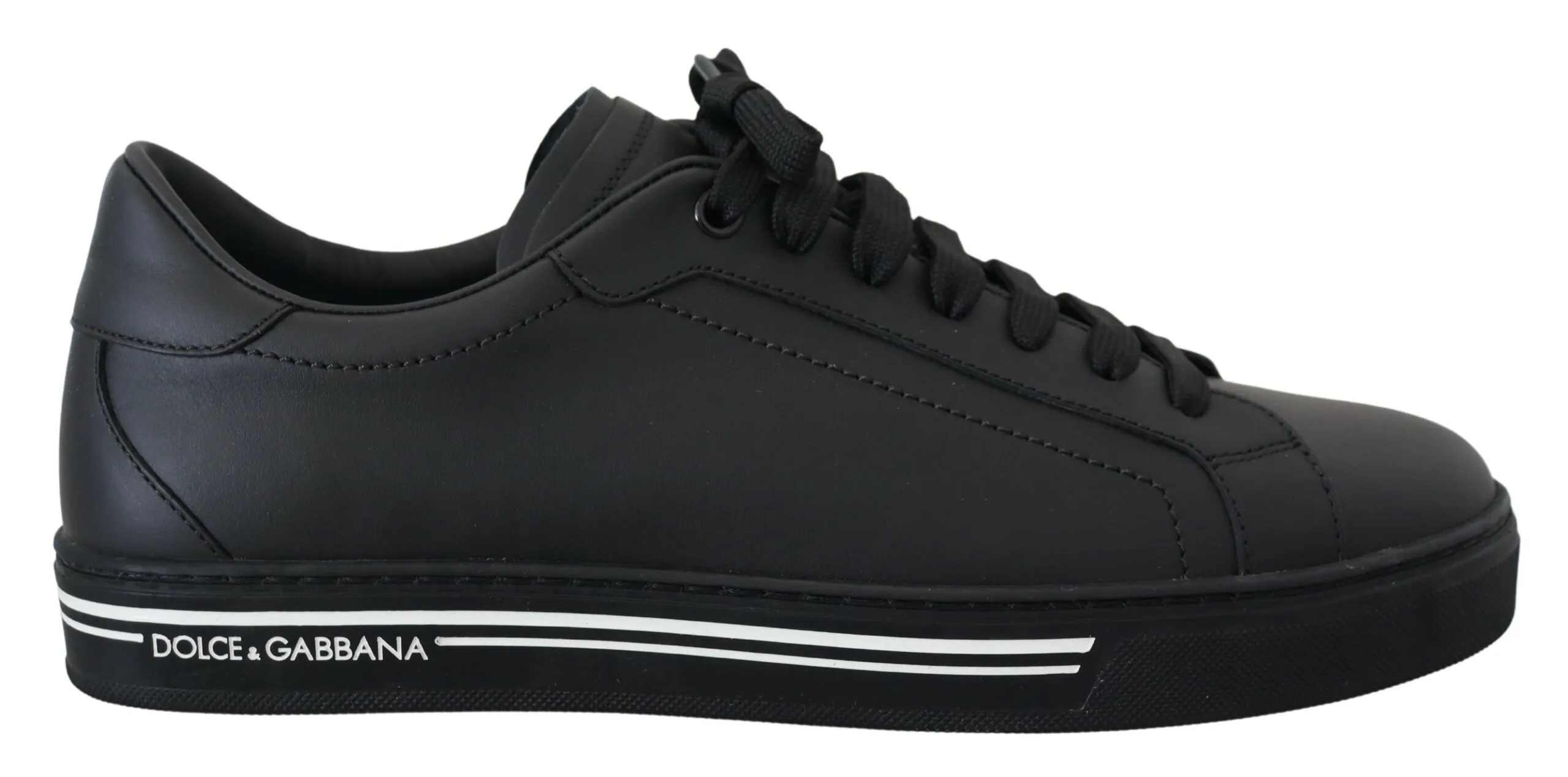 Dolce & Gabbana Men's Sleek Black Low Top Leather Sneakers