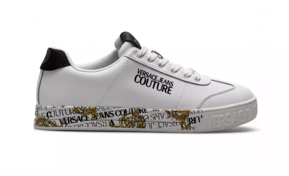 Versace Jeans Men's Elegant White Leather Sneakers with Exclusive Accents