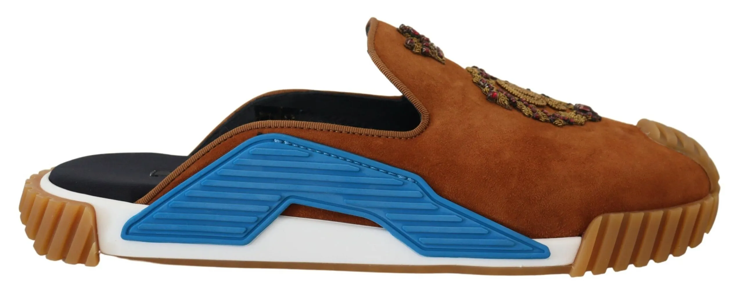 Dolce & Gabbana Men's Beaded Elegance Suede Slides in Beige
