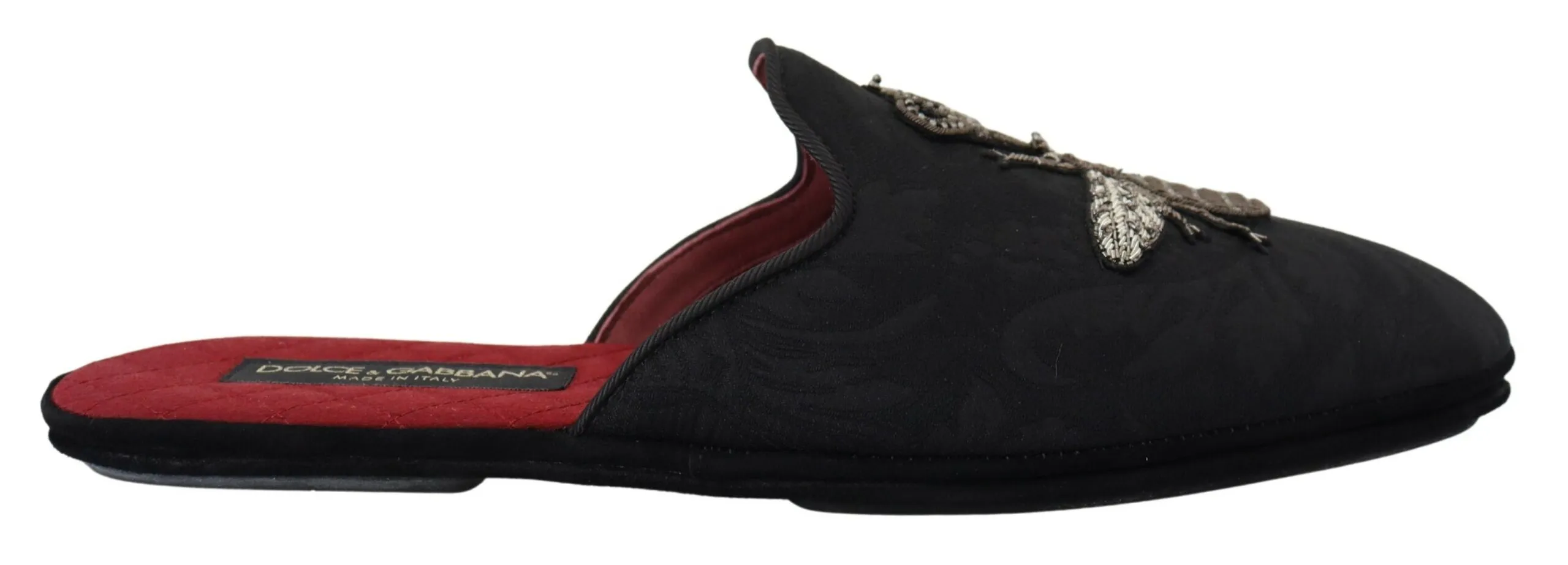 Dolce & Gabbana Men's Opulent Embroidered Bee Crown Slides