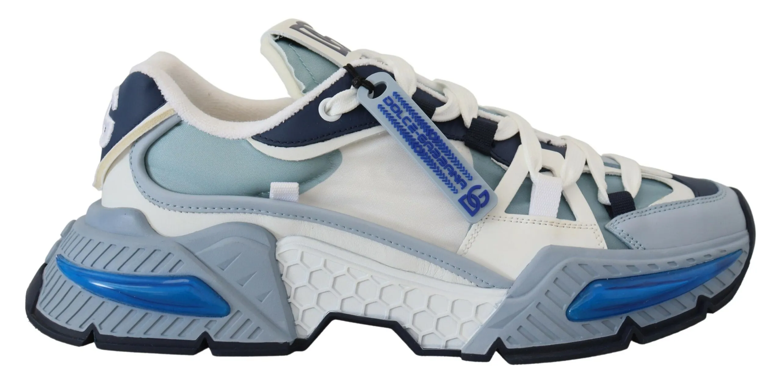 Dolce & Gabbana Men's Chic Space-Inspired Sneakers in White & Blue