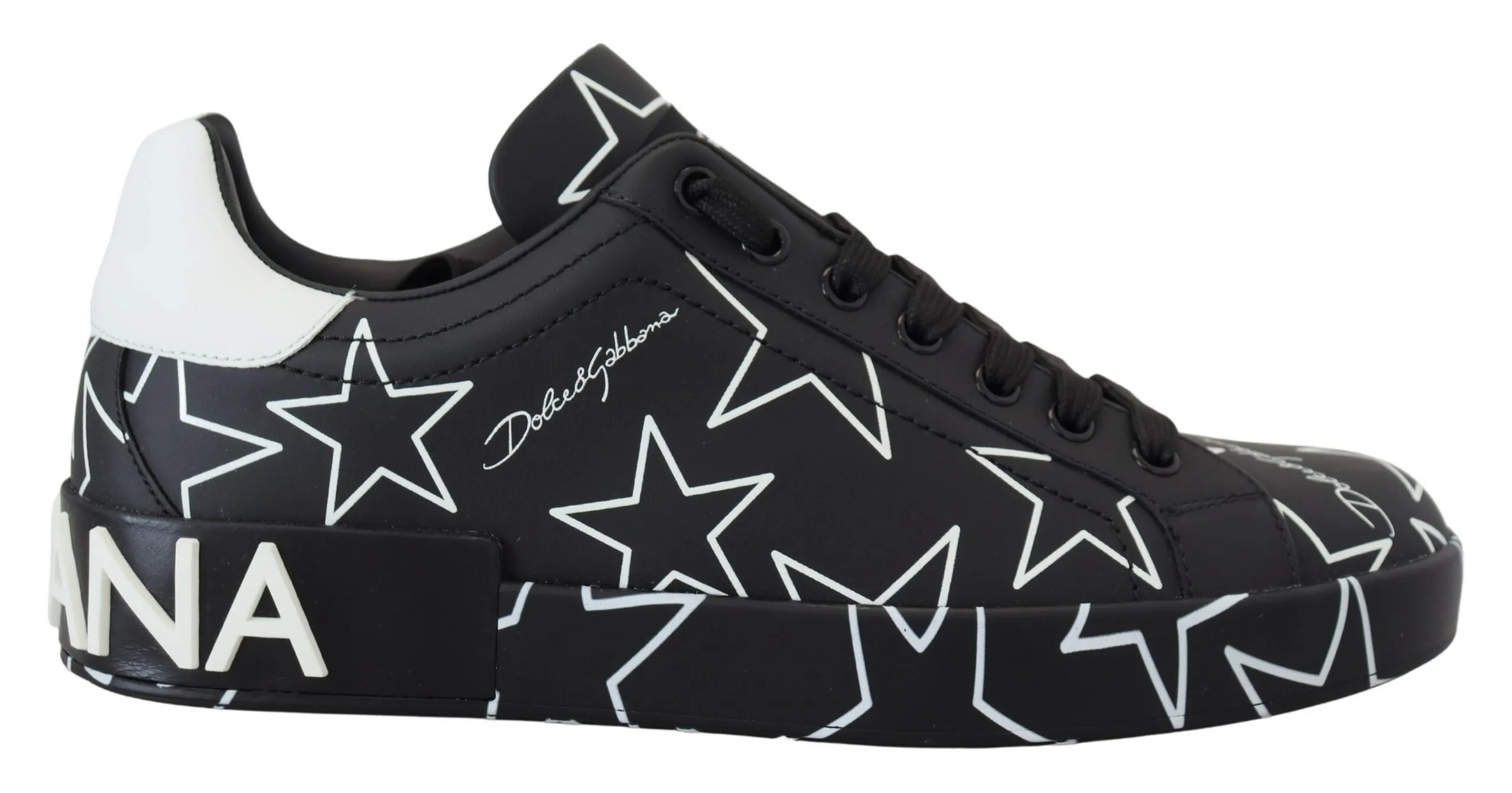 Dolce & Gabbana Men's Star-Embellished Leather Low Top Sneakers