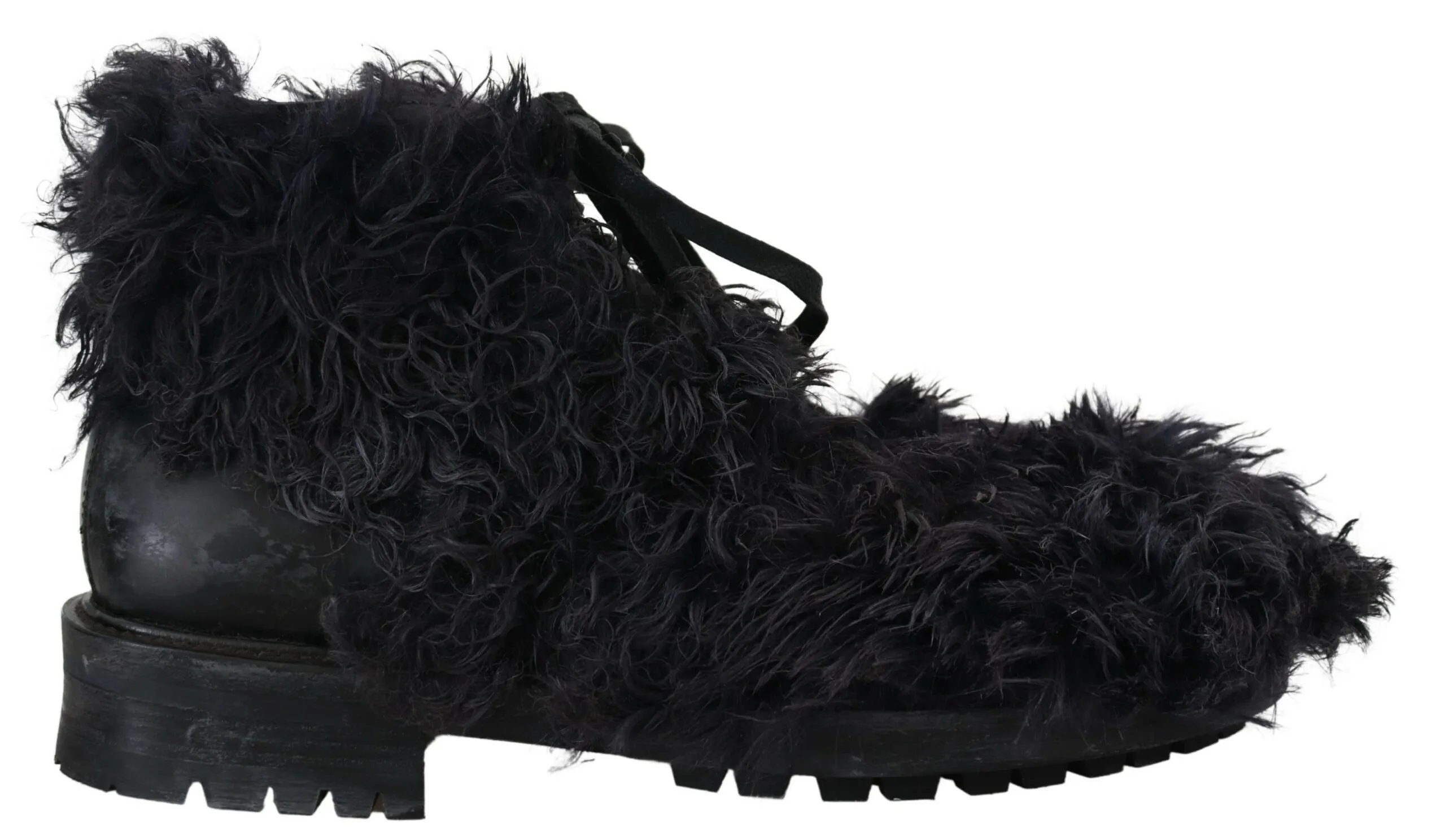 Dolce & Gabbana Men's Black Leather Shearling Ankle Boots