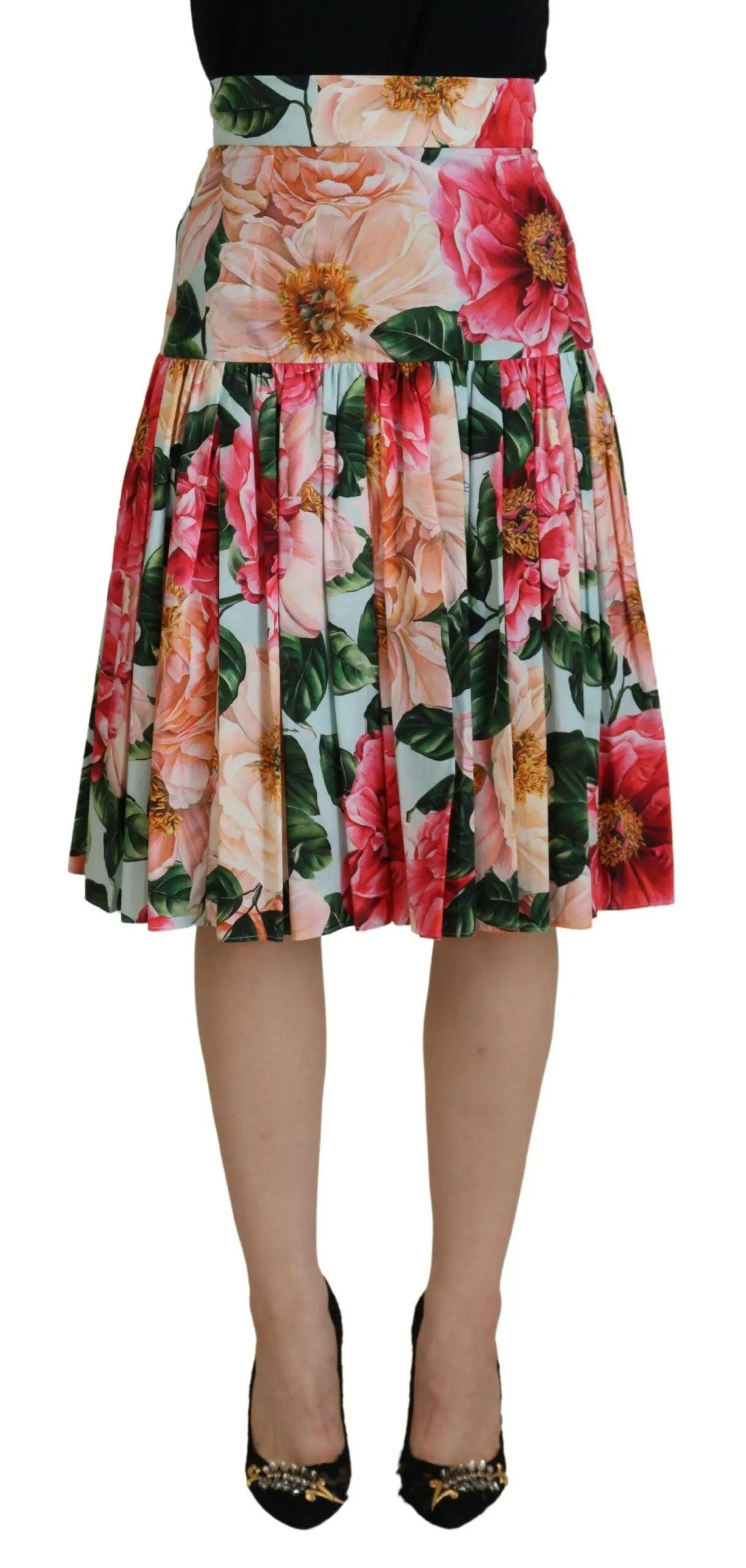 Dolce & Gabbana Women's Chic High Waist Floral Knee Length Skirt