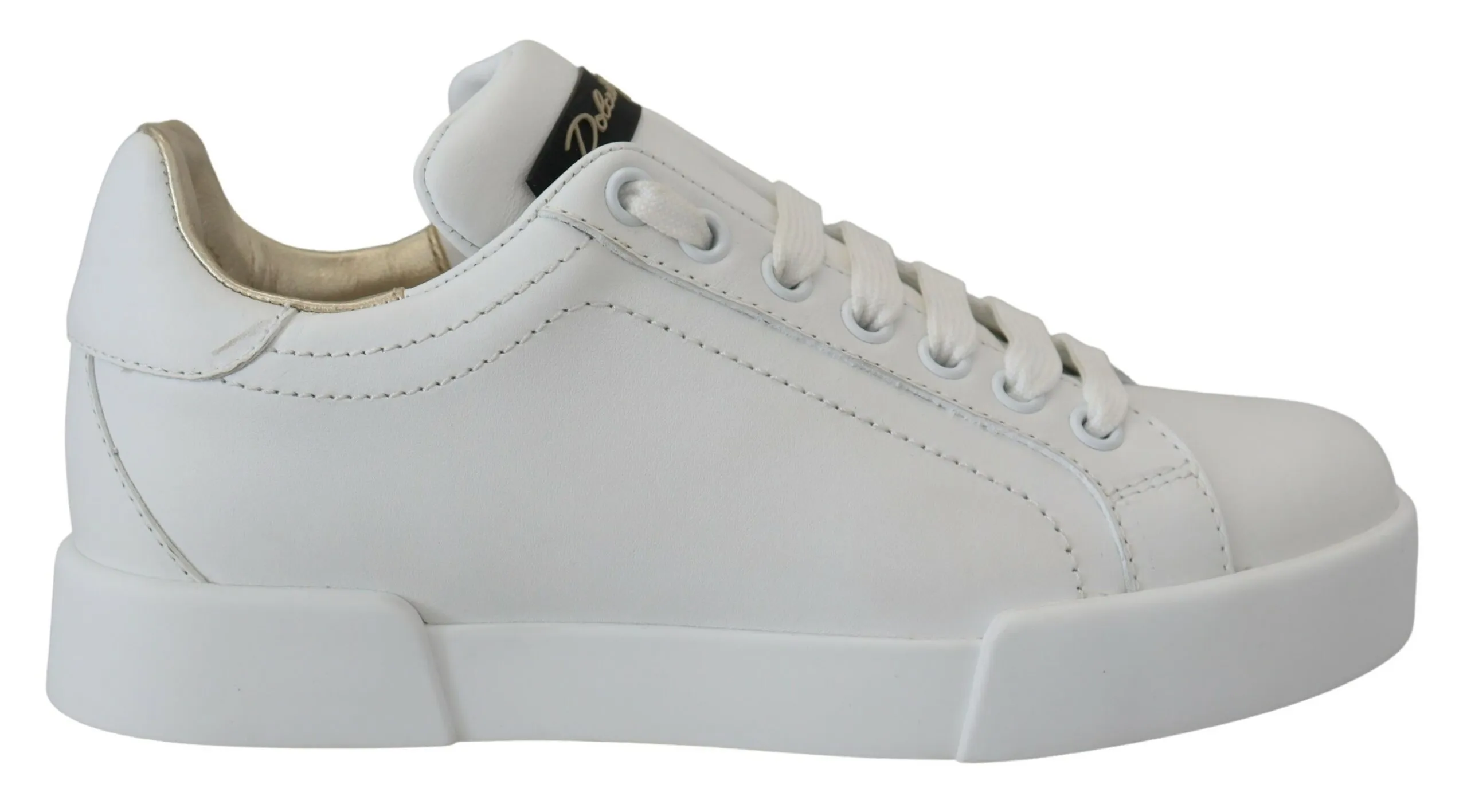 Dolce & Gabbana Women's Elevated White Lace-Up Leather Sneakers