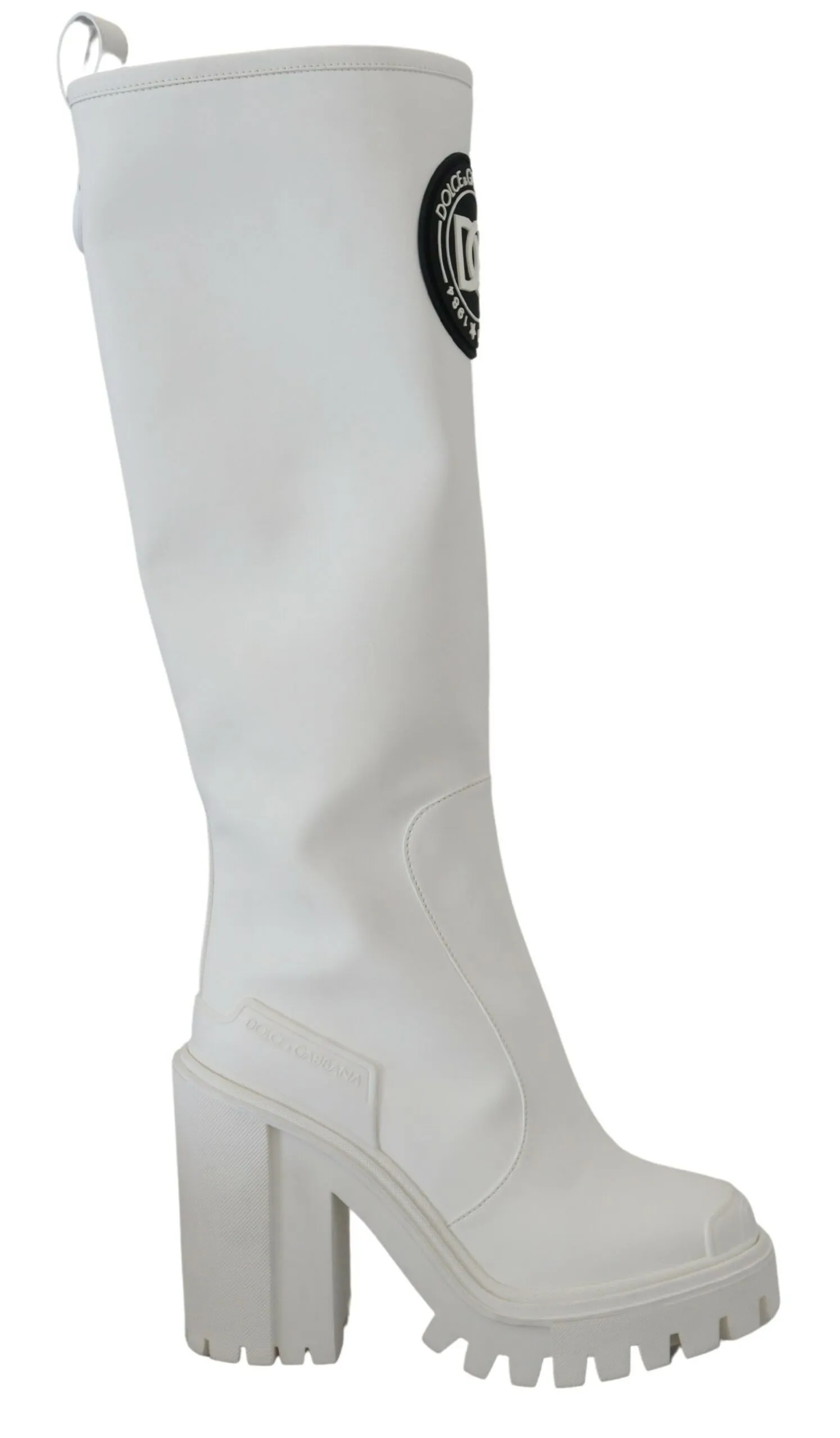 Dolce & Gabbana Women's Elegant White Leather Knee Boots