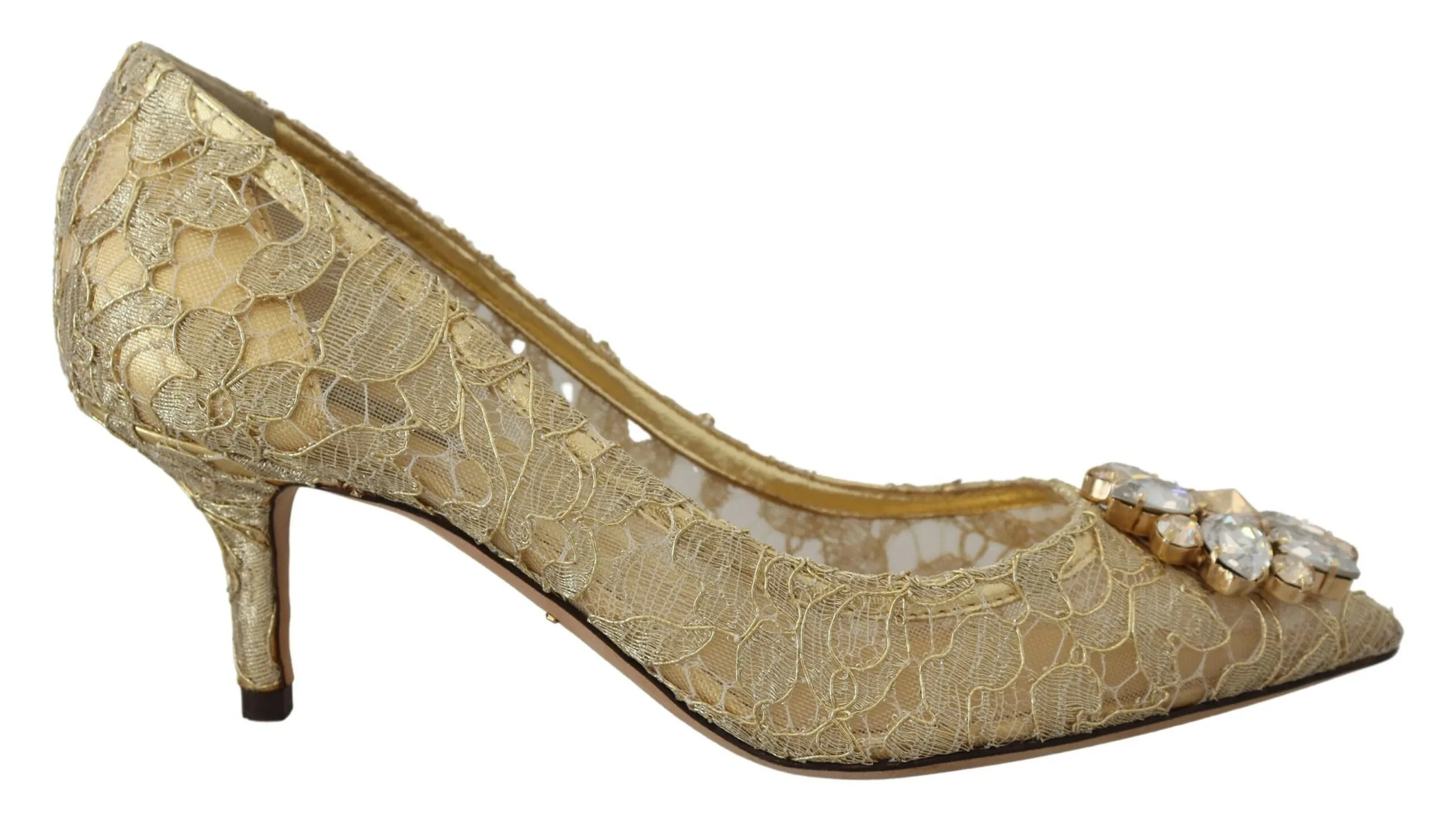 Dolce & Gabbana Women's Radiant Gold Lace Crystals Heels