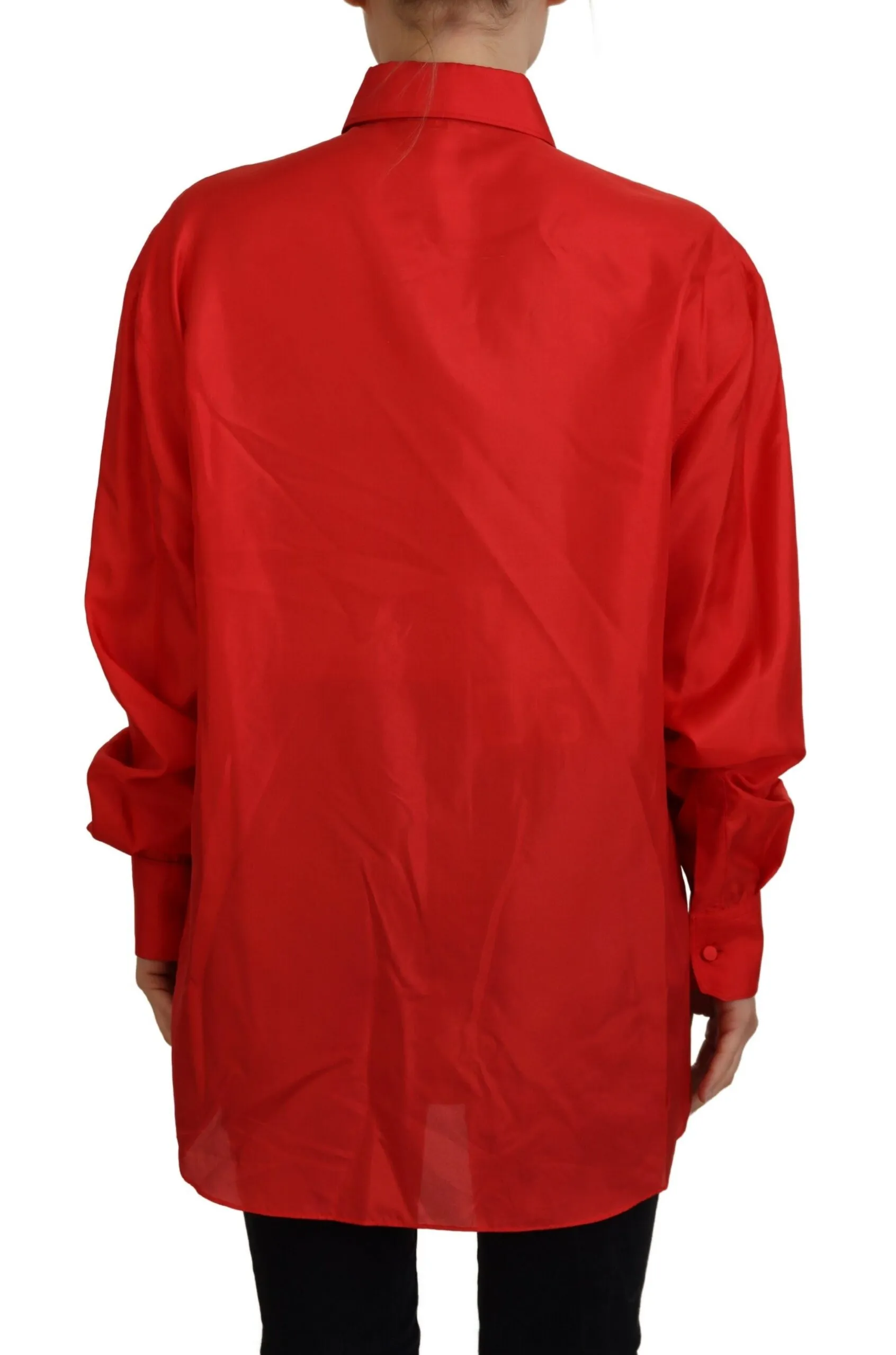 Dolce & Gabbana Women's Elegant Silk Collared Long Sleeve Polo Top
