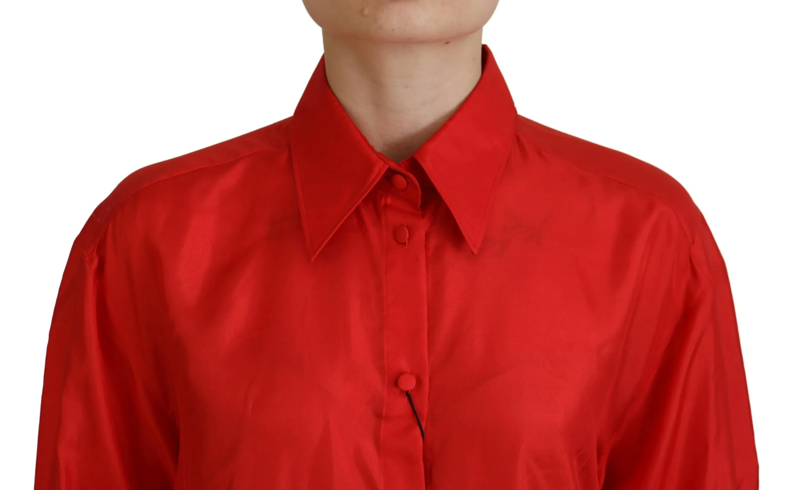 Dolce & Gabbana Women's Elegant Silk Collared Long Sleeve Polo Top