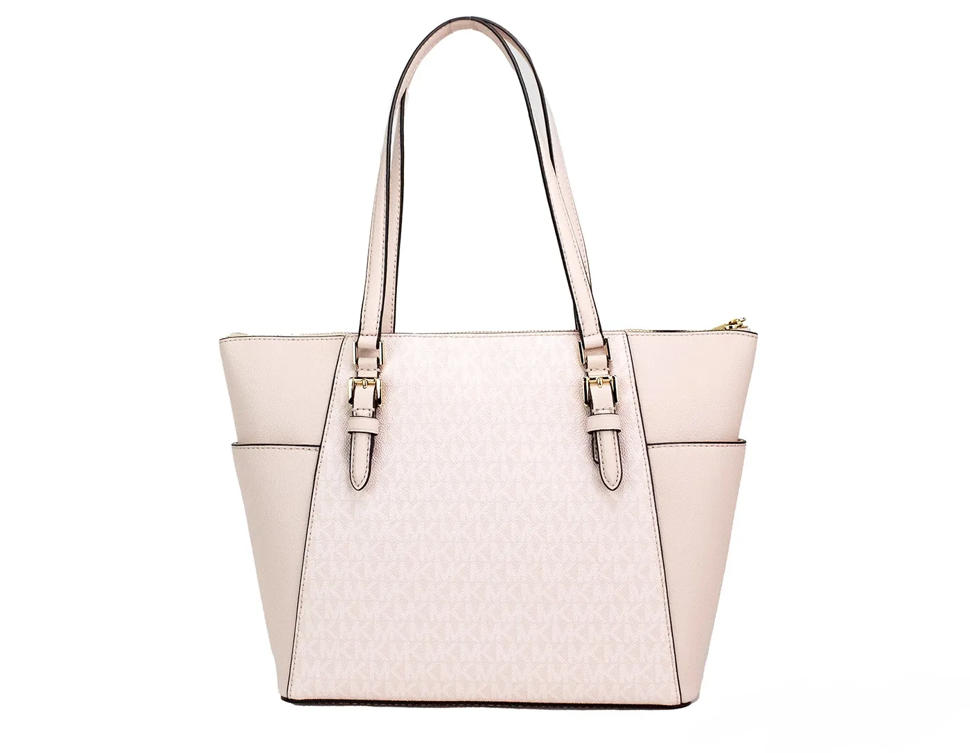 Michael Kors Women's Charlotte Large Powder Blush Signature PVC TZ Tote Bag Purse