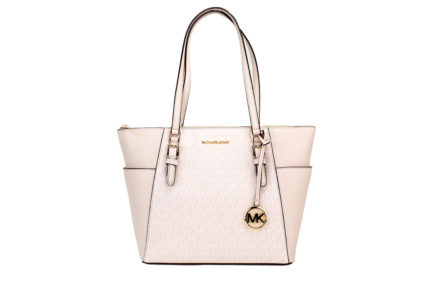 Michael Kors Women's Charlotte Large Powder Blush Signature PVC TZ Tote Bag Purse