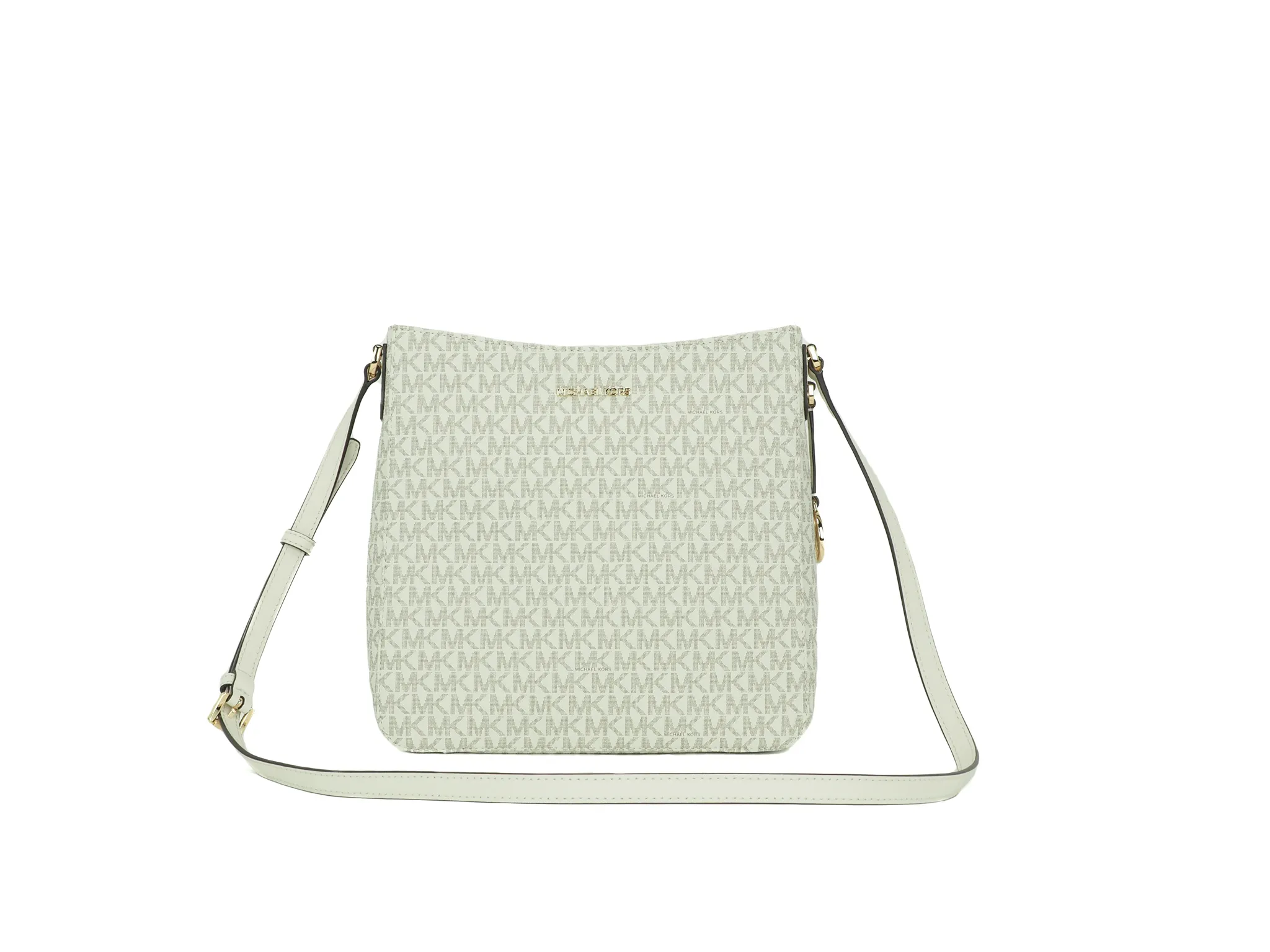 Michael Kors Women's Jet Set Large Light Cream Signature Messenger Crossbody Handbag