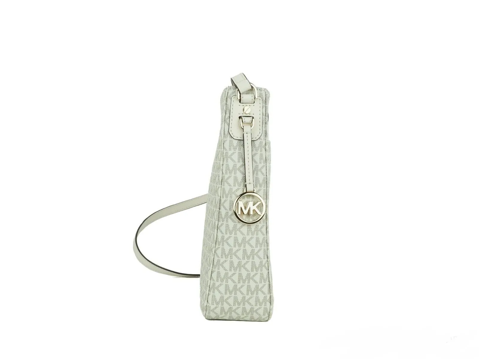 Michael Kors Women's Jet Set Large Light Cream Signature Messenger Crossbody Handbag