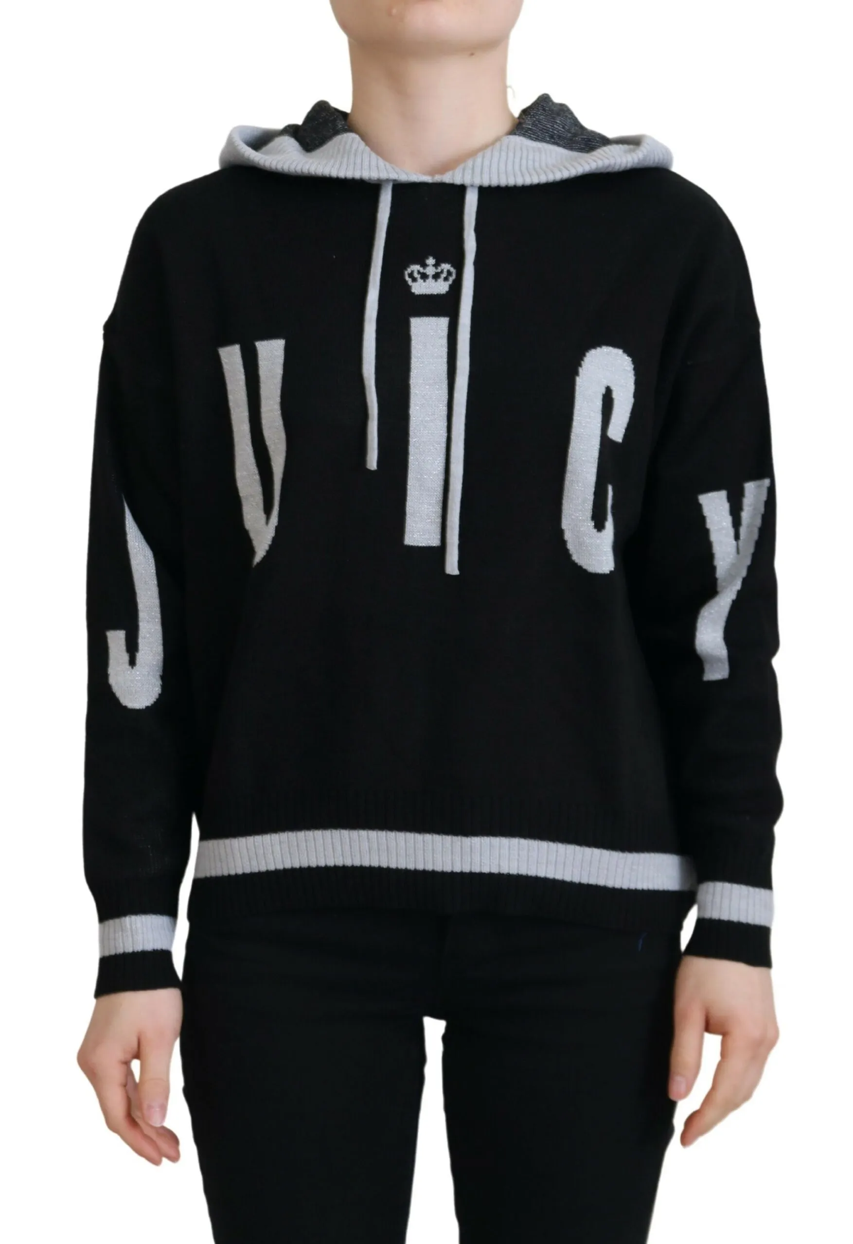 Elegant Black Logo Pullover Sweater