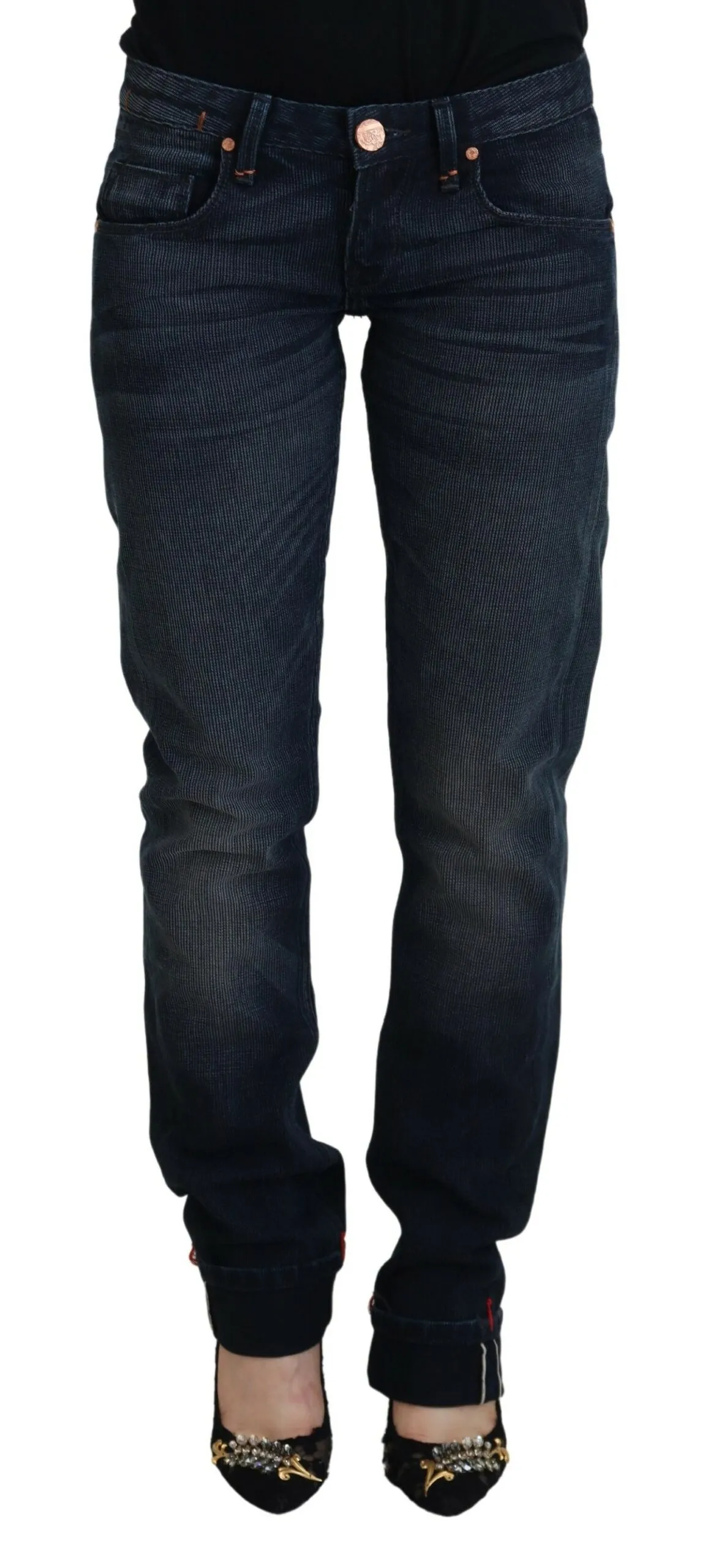 Acht Women's Chic Low Waist Denim Straight Fit Jeans