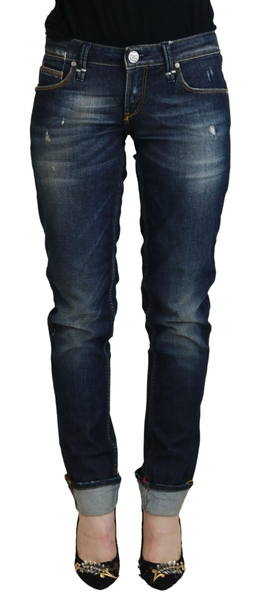 Acht Women's Elegant Slim Fit Low Waist Denim Pants