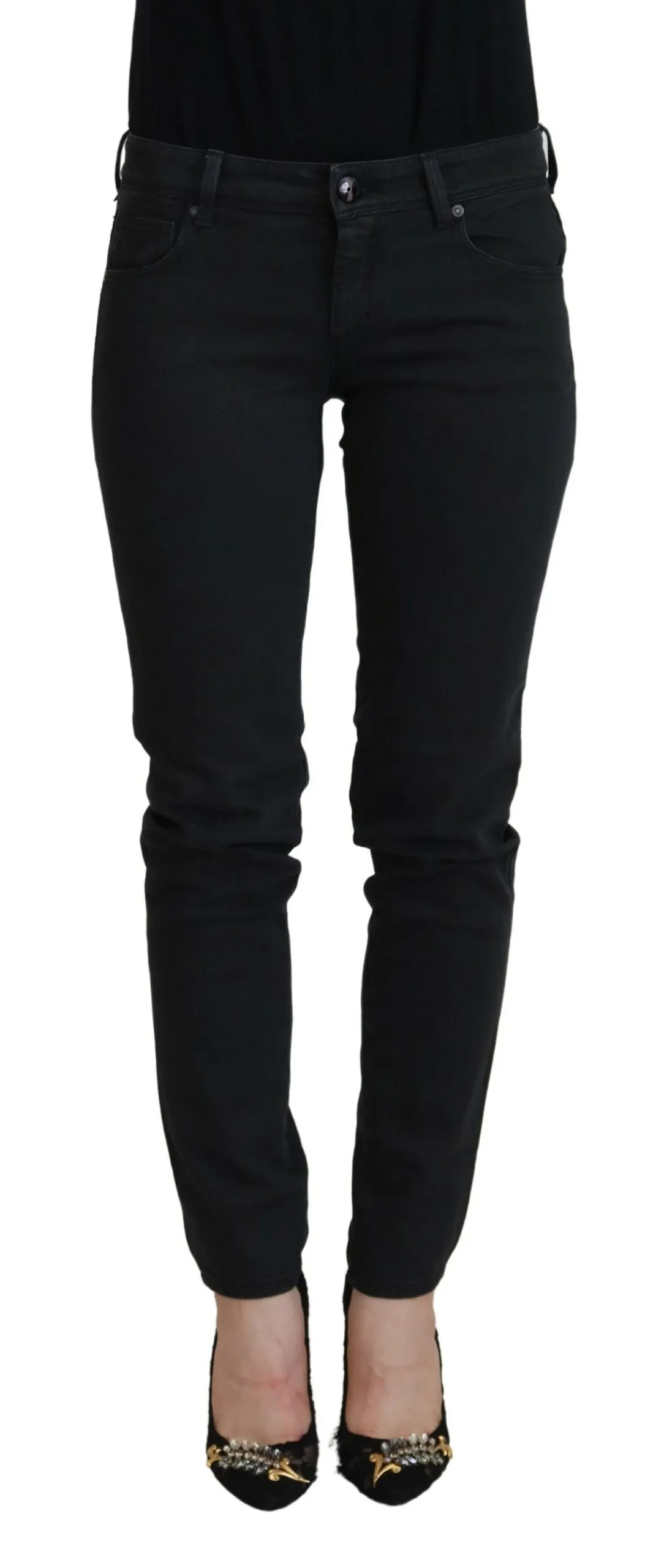 Ermanno Scervino Women's Chic Low Waist Black Skinny Jeans