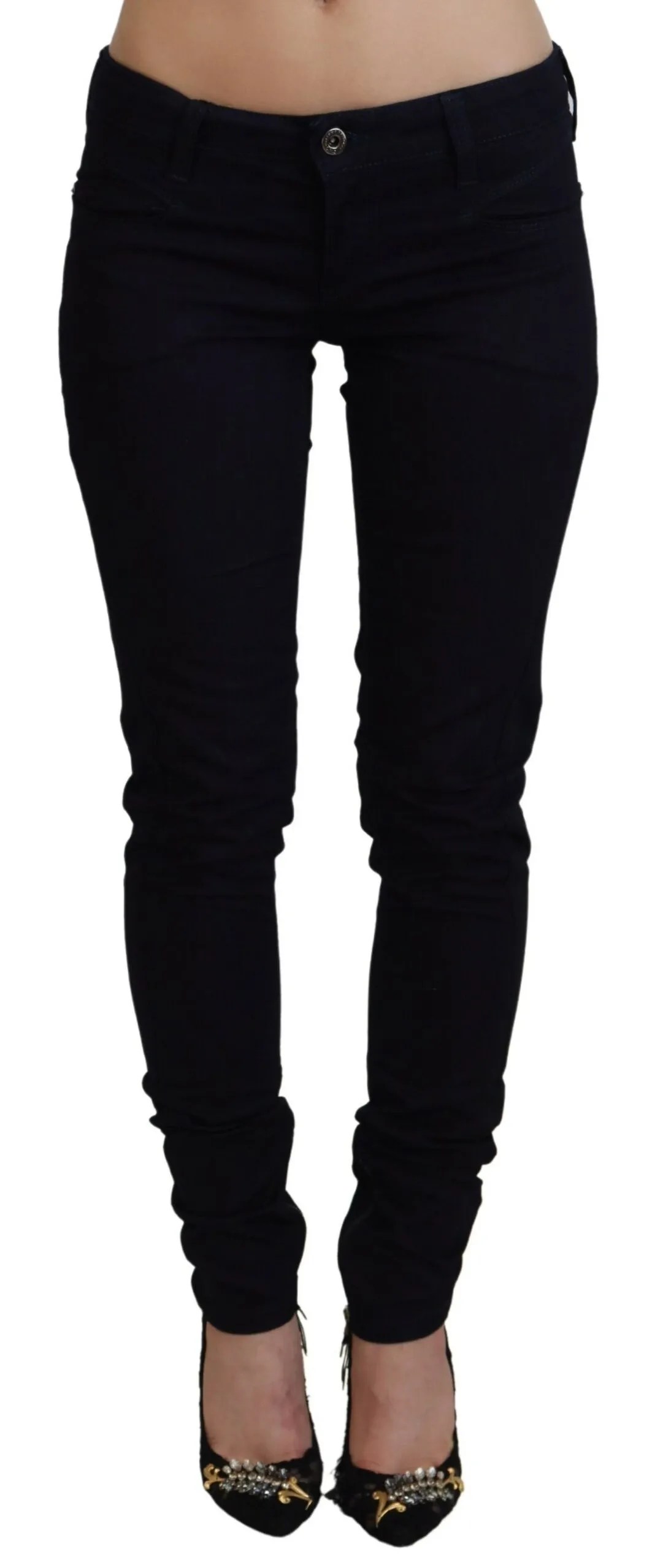 Costume National Women's Chic Black Low Waist Denim Skinny Jeans