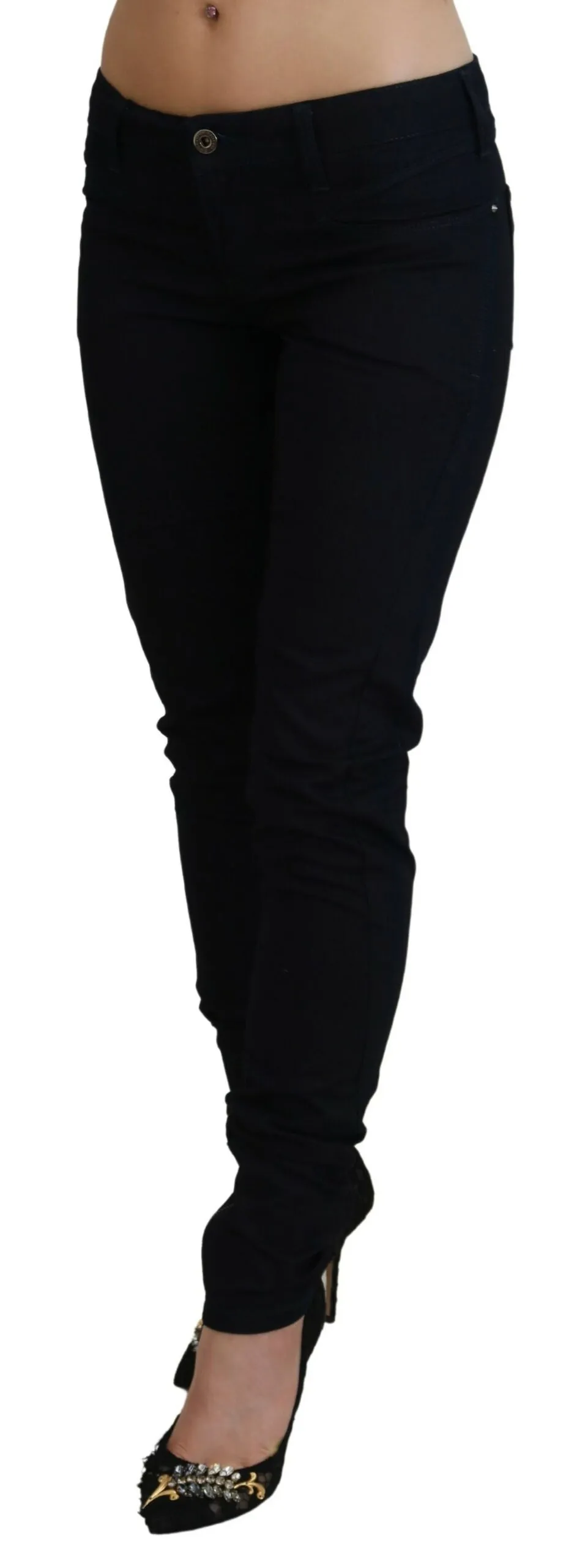 Costume National Women's Chic Black Low Waist Denim Skinny Jeans