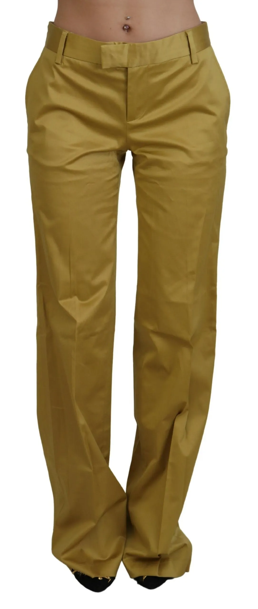 Just Cavalli Women's Elegant Gold Straight Fit Pants