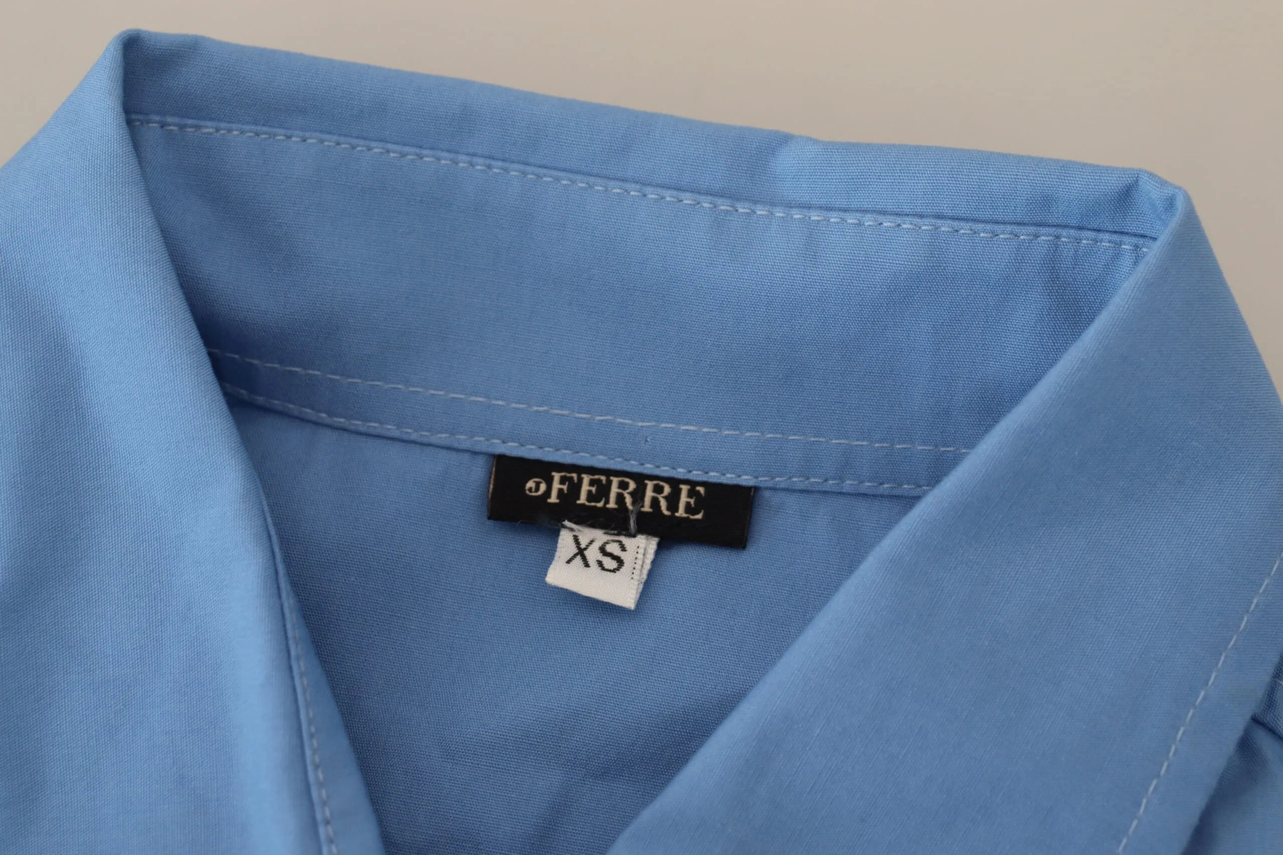 Ferre Women's Elegant Blue Cotton Long Sleeve Polo Top