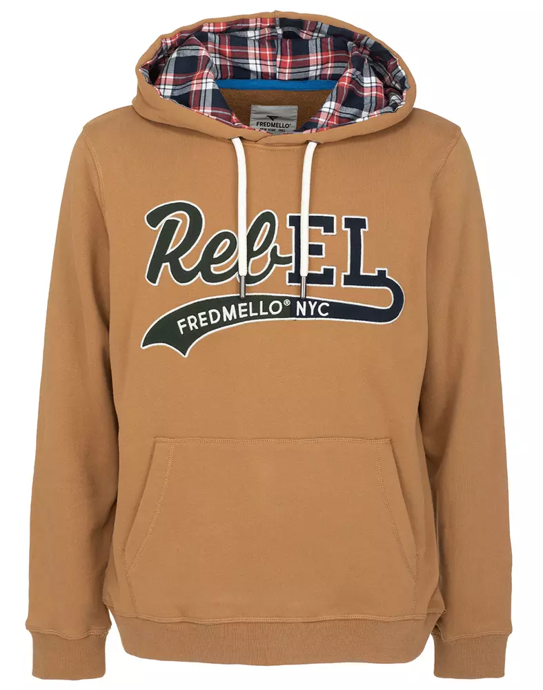Fred Mello Men's Embroidered Chest Motif Cotton Hoodie