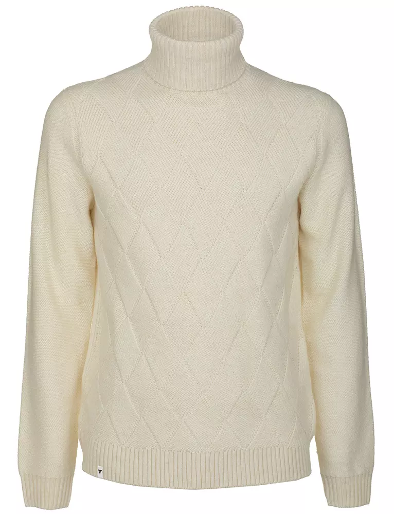Fred Mello Men's Diamond Embroidered Turtleneck Sweater