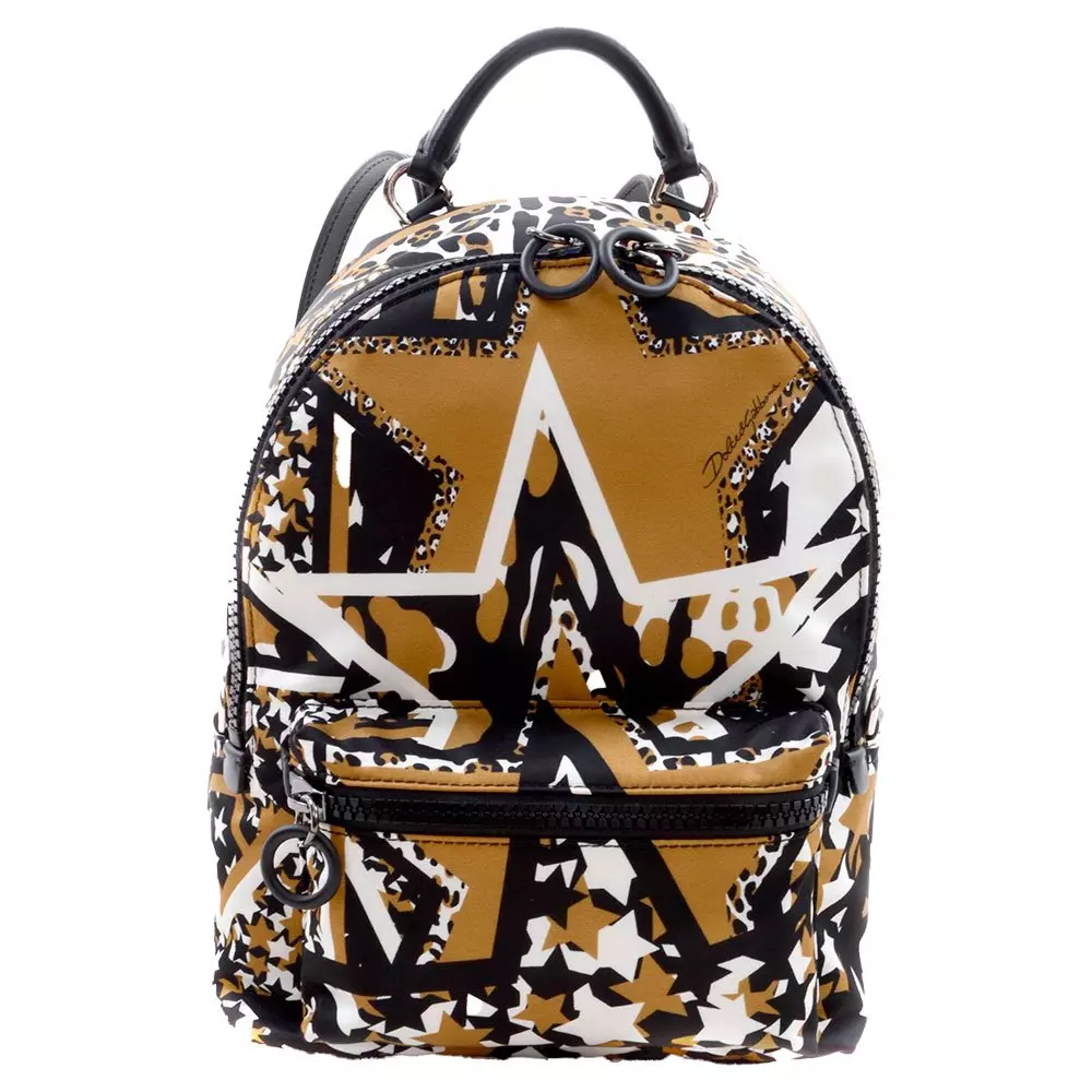 Dolce & Gabbana Men's Stellar Black Nylon Backpack with Leather Accents