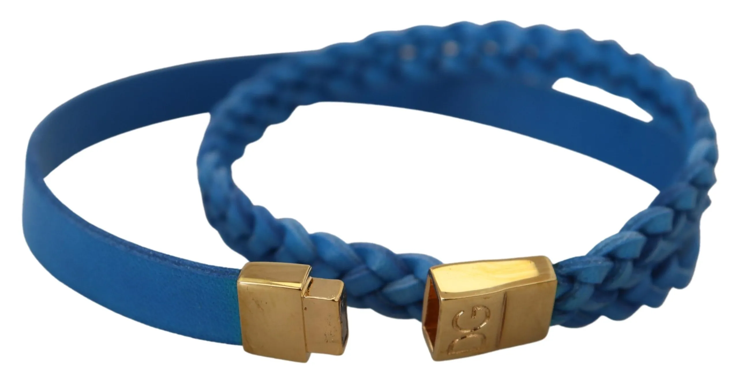 Dolce & Gabbana Men's Elegant Leather Wrap Bracelet in Blue & Gold