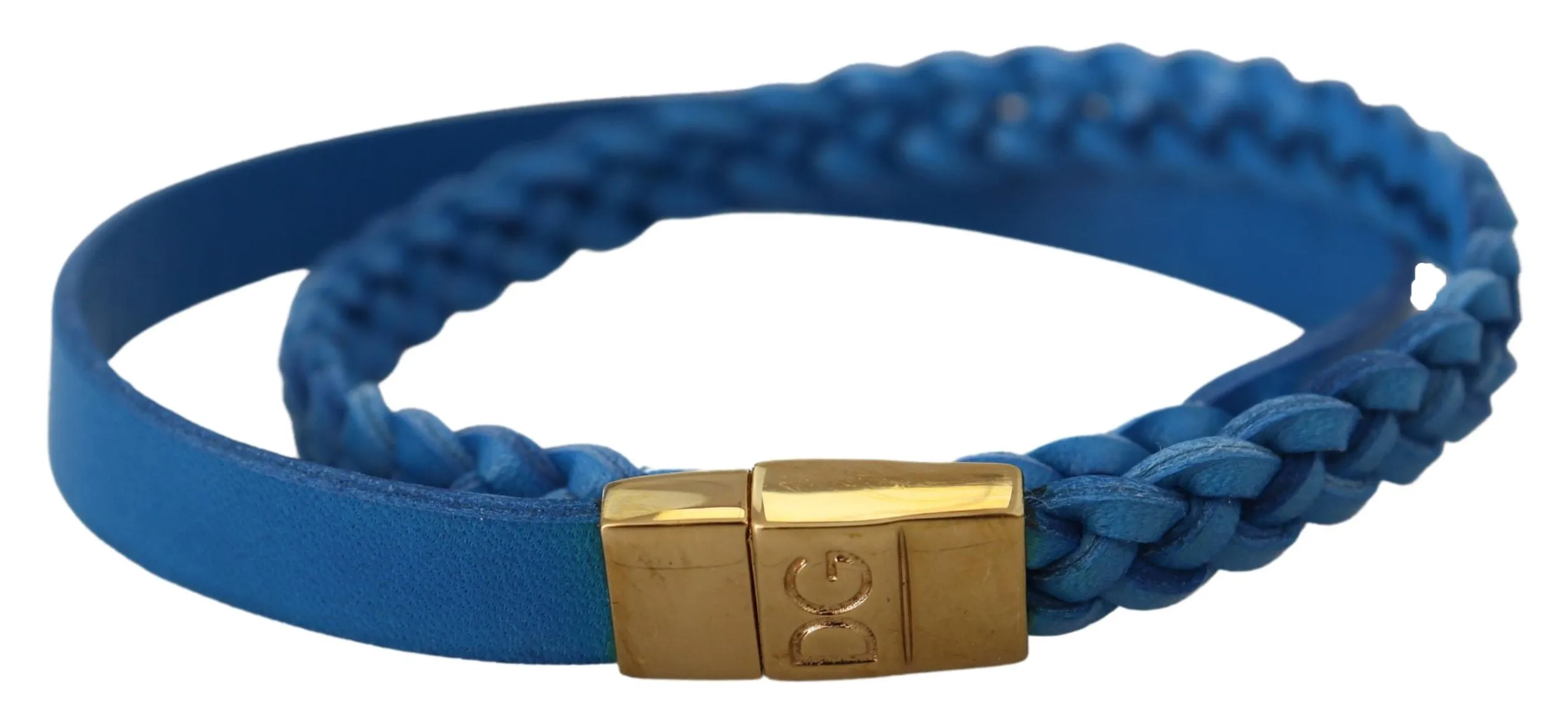 Dolce & Gabbana Men's Elegant Leather Wrap Bracelet in Blue & Gold