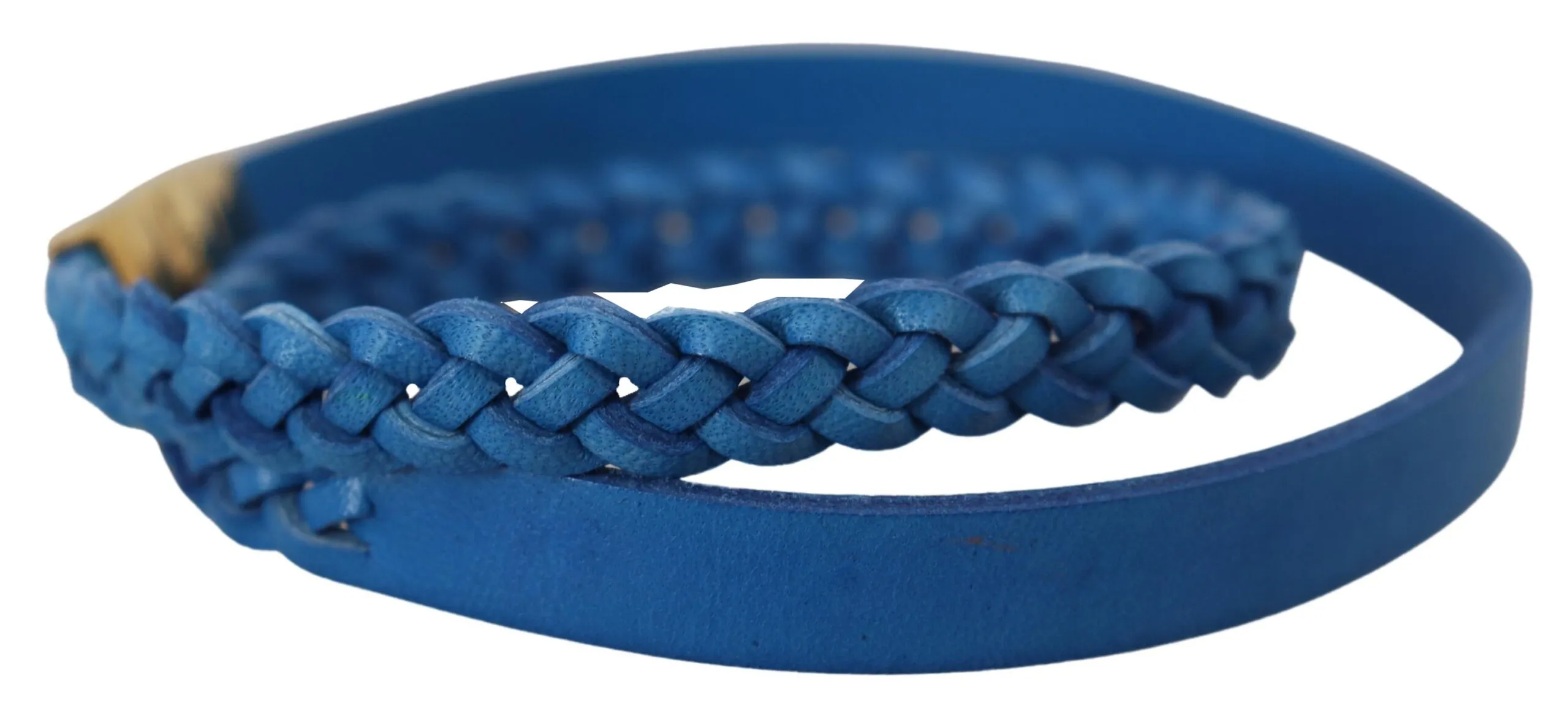 Dolce & Gabbana Men's Elegant Leather Wrap Bracelet in Blue & Gold
