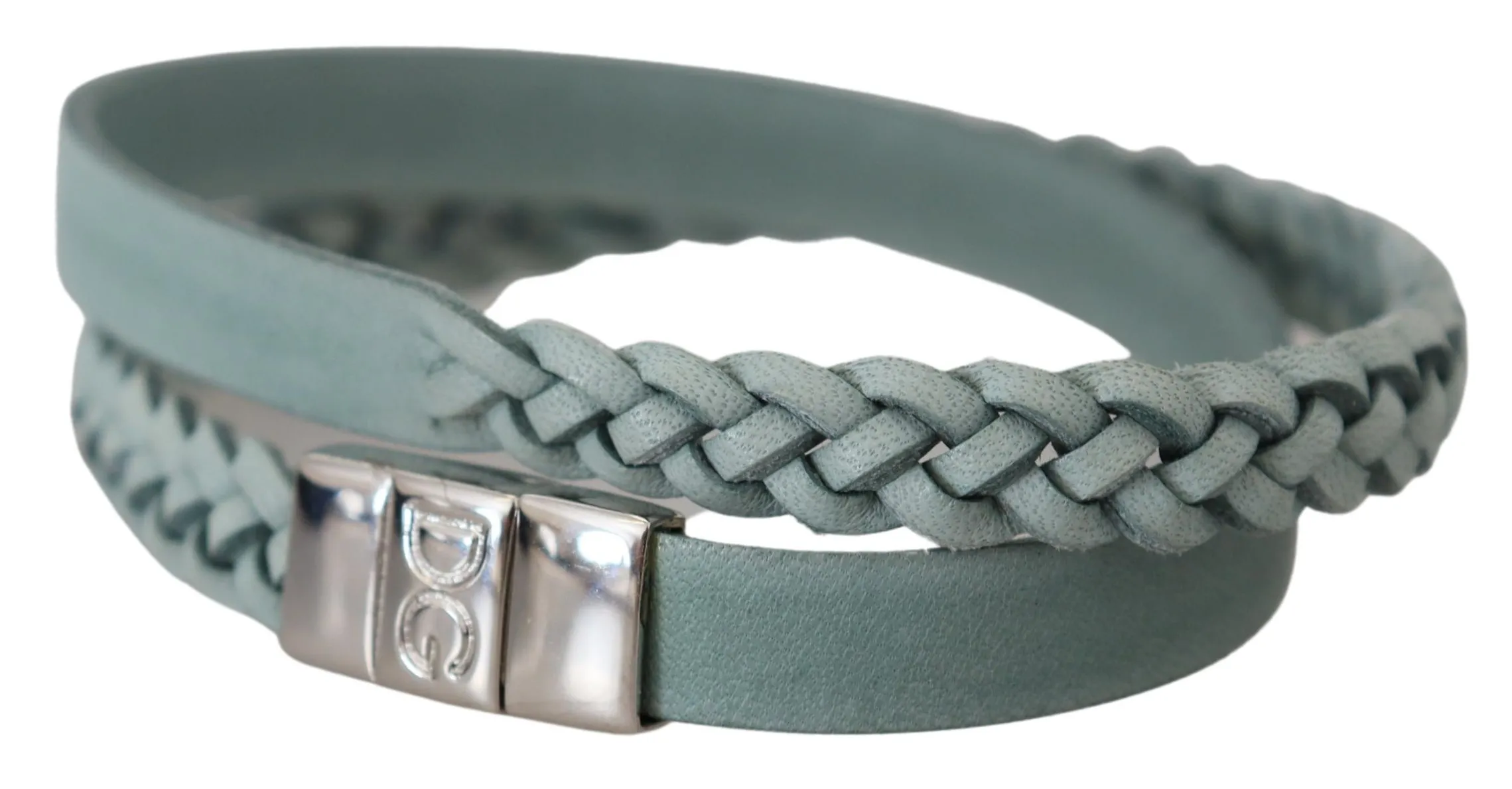 Dolce & Gabbana Men's Elegant Light Blue Leather Wrap Bracelet