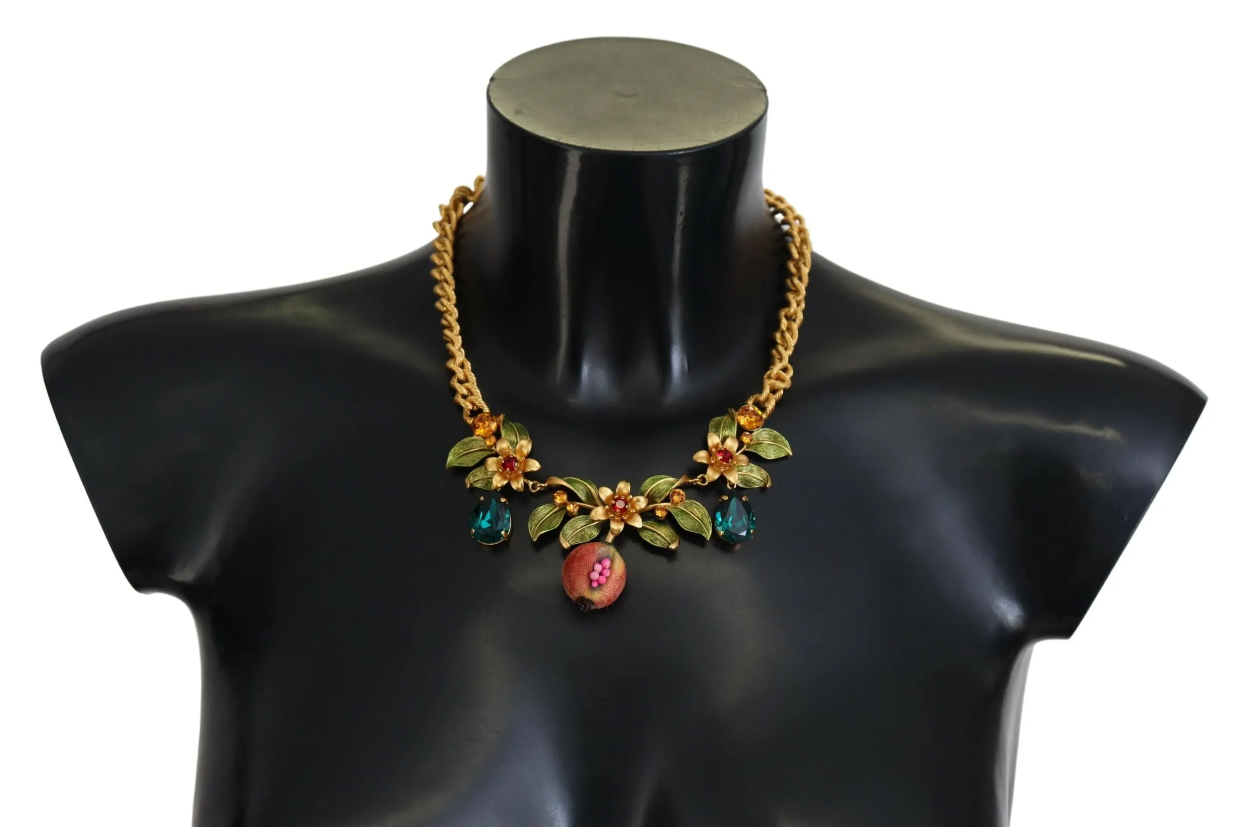 Dolce & Gabbana Women's Elegant Floral Fruit Motif Gold Necklace