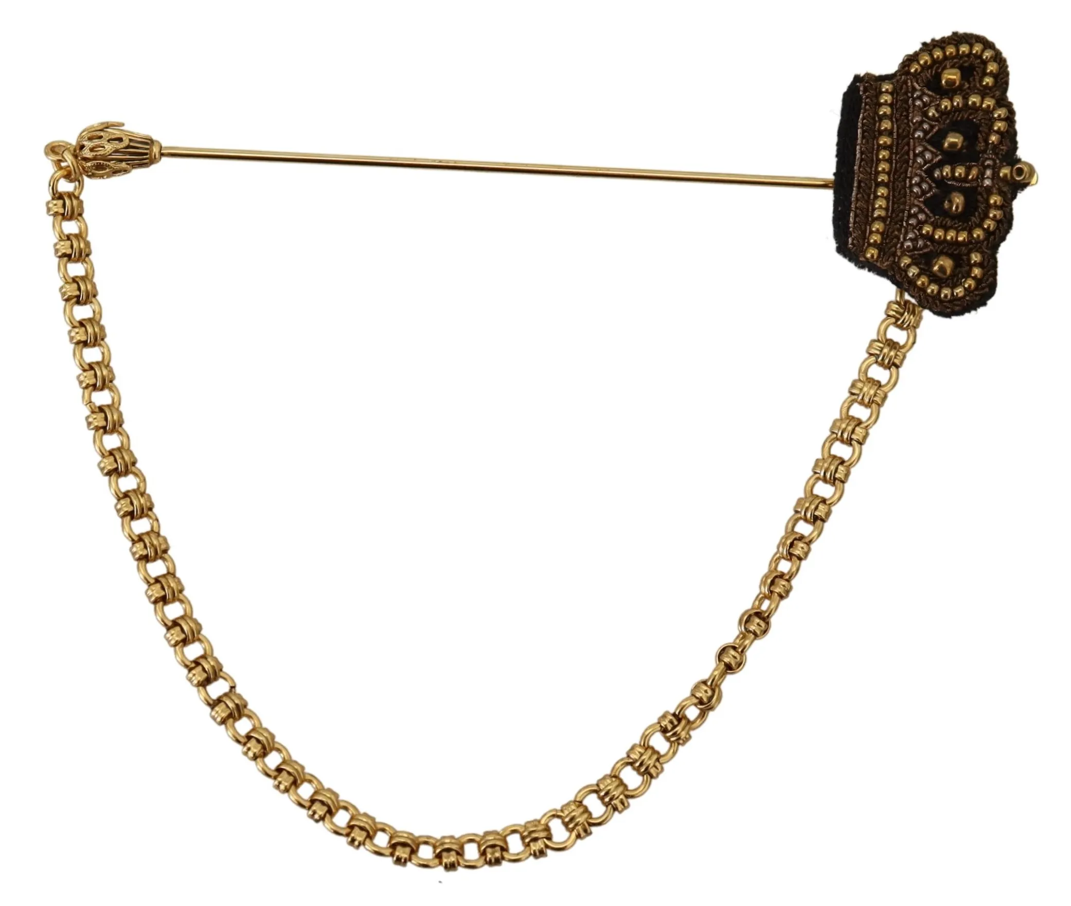 Dolce & Gabbana Women's Elegant Gold Tone Glass-Accented Brooch Pin