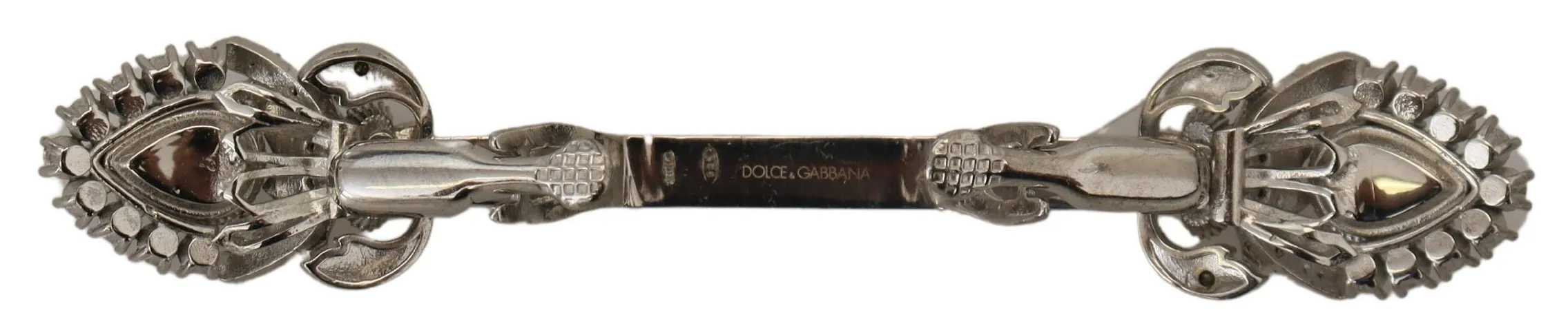 Dolce & Gabbana Men's Elegant Silver Glass Brooch Pin