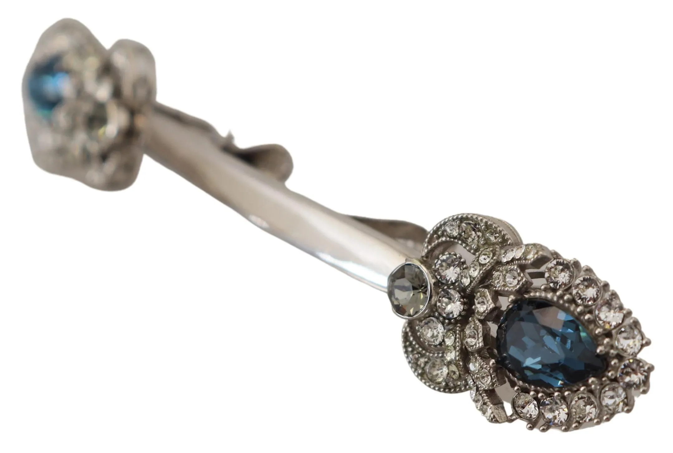 Dolce & Gabbana Men's Elegant Silver Glass Brooch Pin