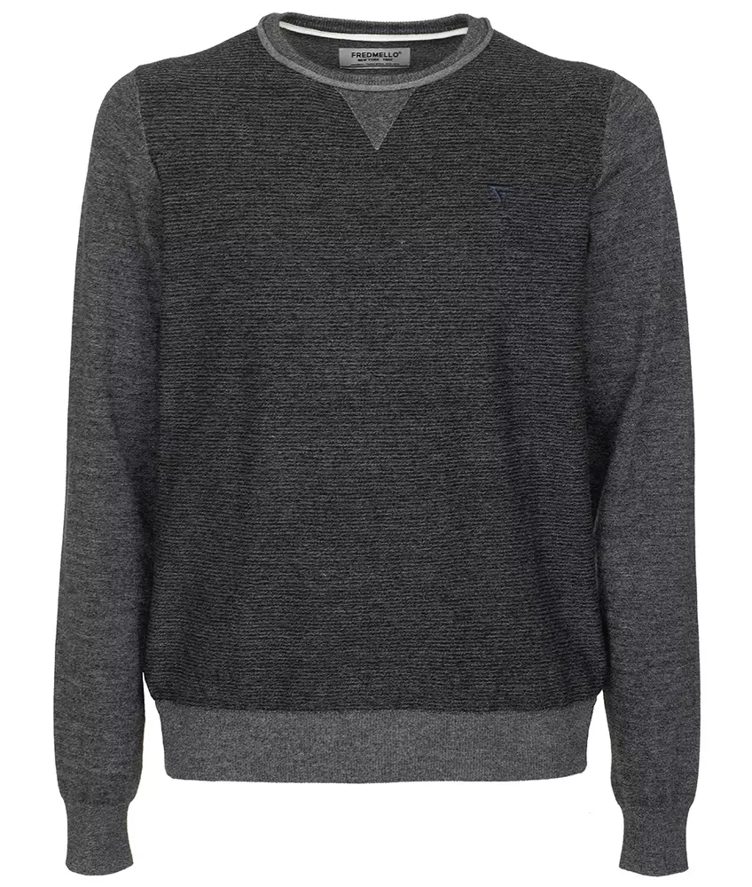 Fred Mello Men's Anthracite Crewneck Viscose Blend Sweater