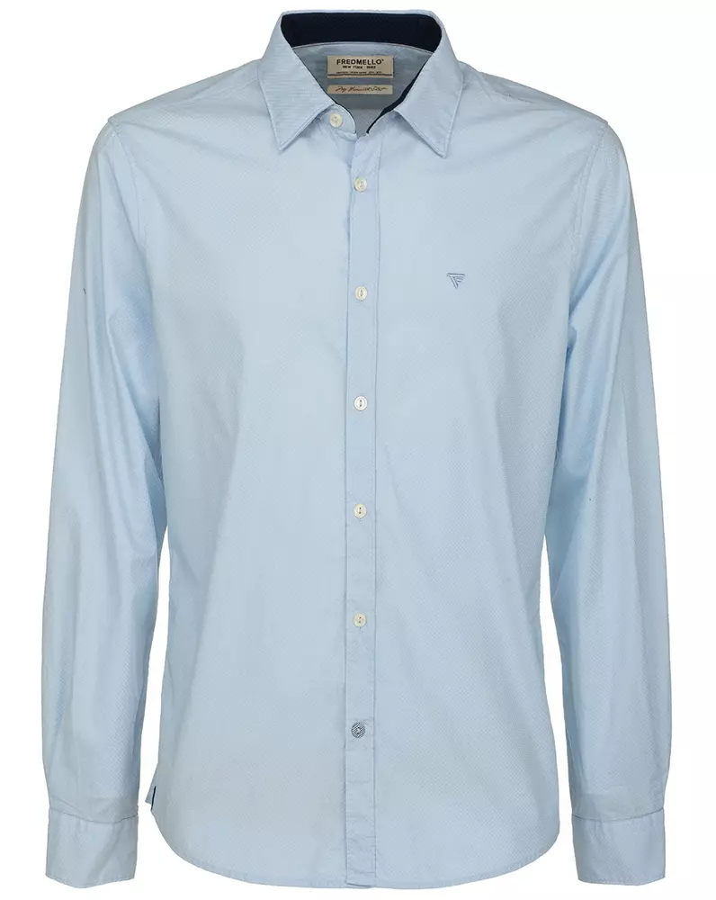Fred Mello Men's Elegant Textured Long-Sleeve Cotton Shirt