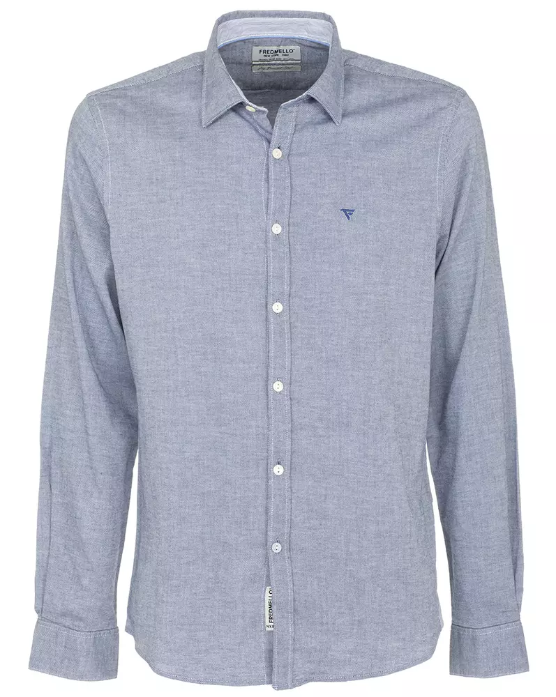 Fred Mello Men's Chic Blue Denim Long Sleeve Cotton Shirt