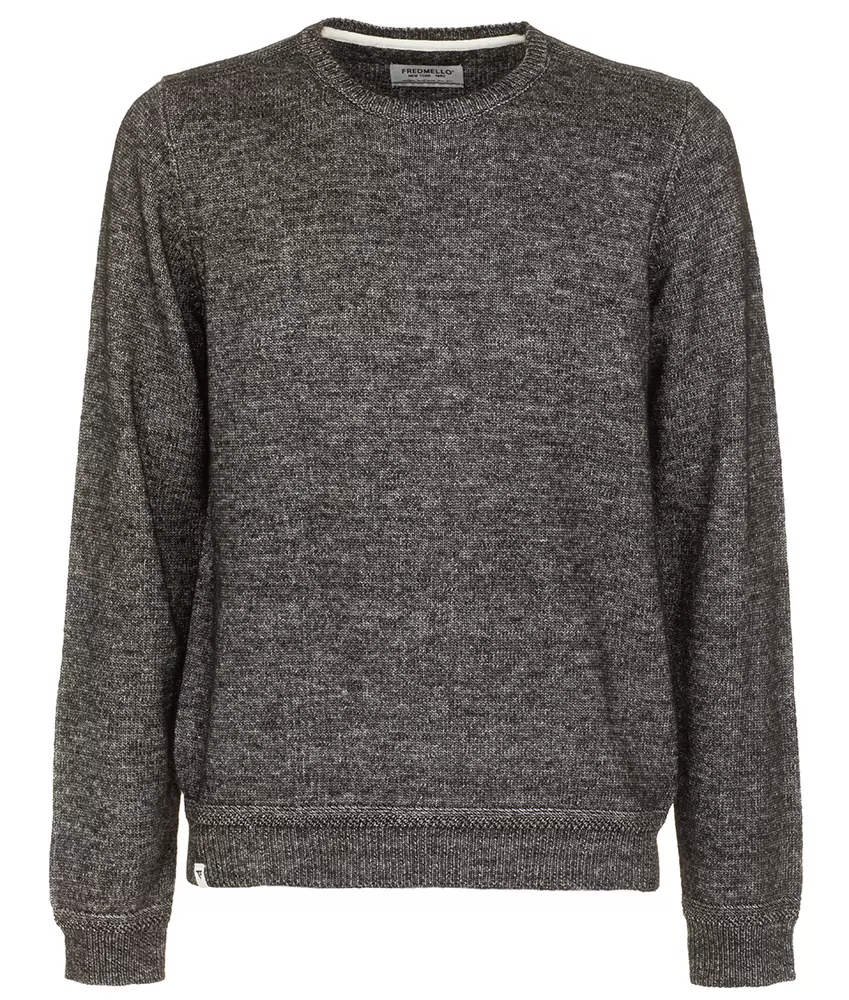 Fred Mello Men's Anthracite Grey Crew Neck Cotton Blend Sweater