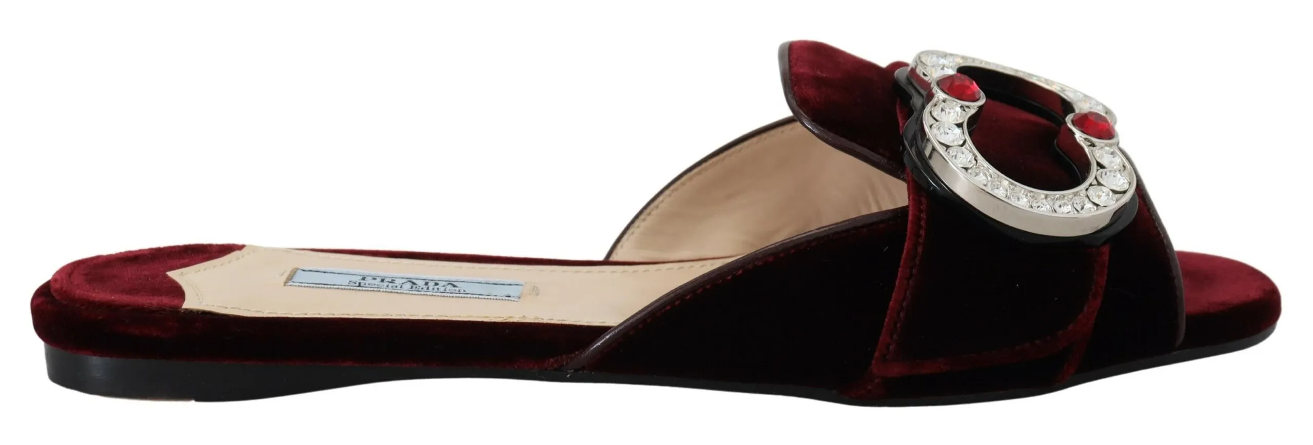 Prada Women's Elegant Bordeaux Velvet Flats