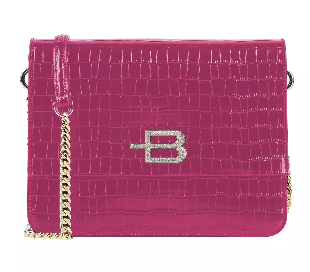 Baldinini Trend Women's Chic Fuchsia Croco-Pattern Shoulder Bag